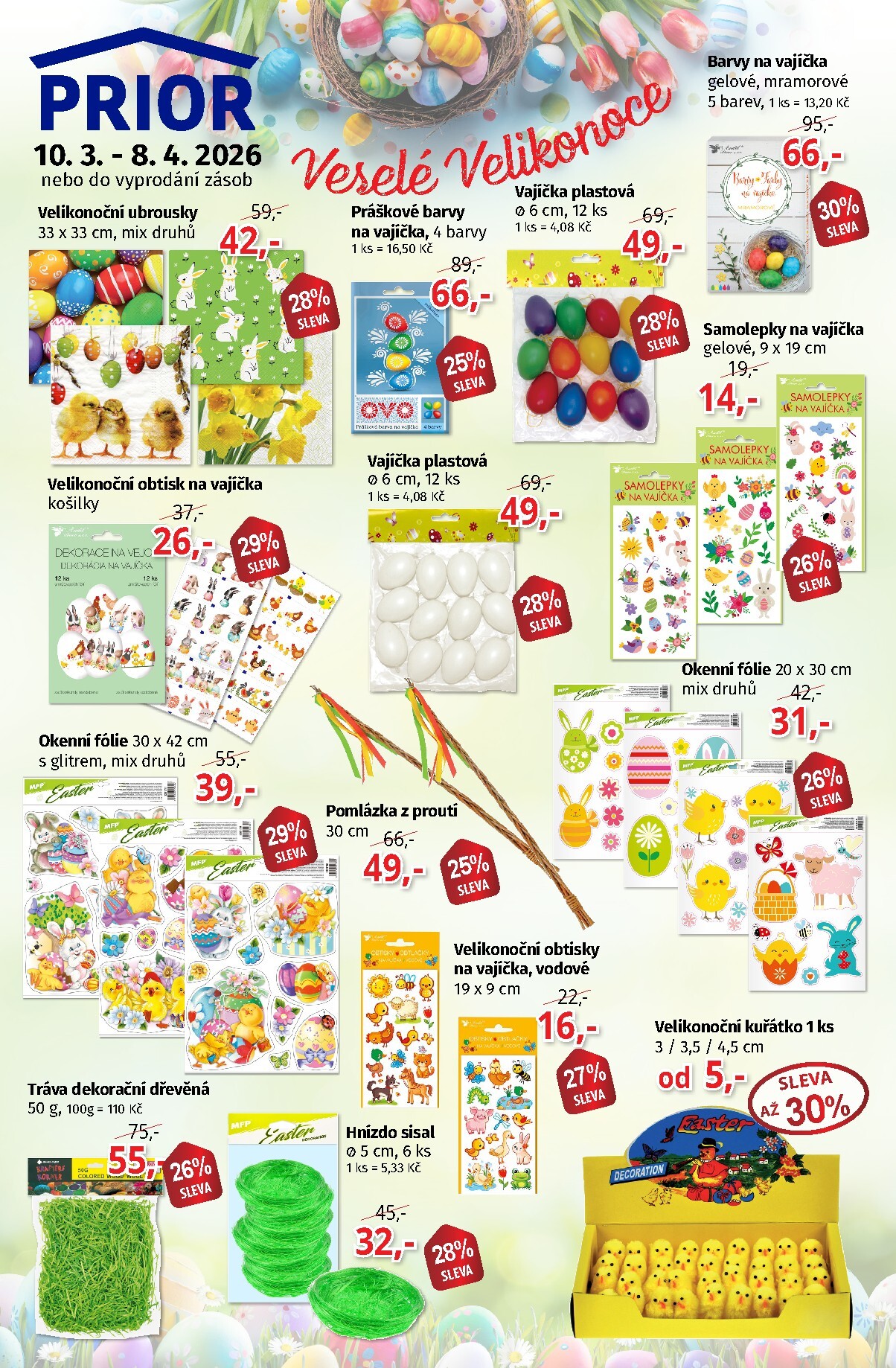 Prior - Veselé Velikonoce leták platný od úterý 10.03.2026 do středy 08.04.2026