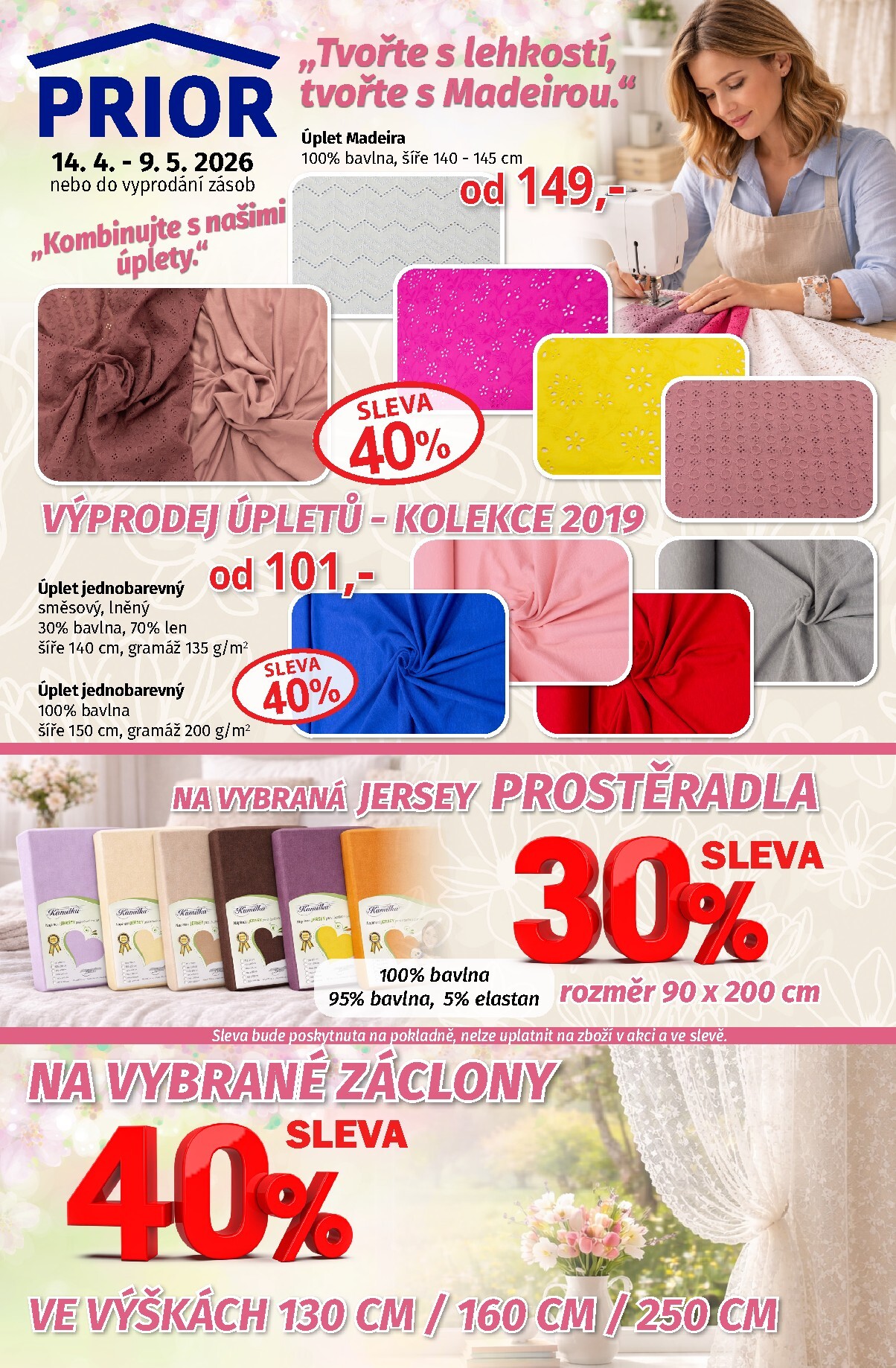 Budoucí Prior - Textil a látky leták platný od úterý 14.04.2026 do soboty 09.05.2026