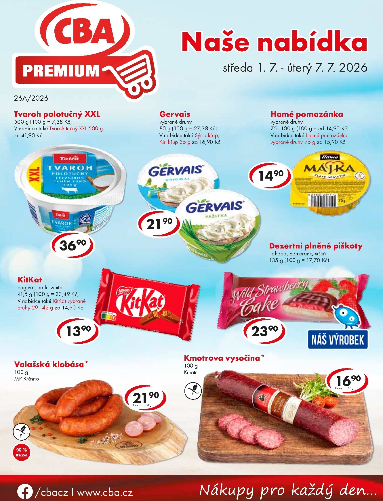 Aktuální CBA - CBA PREMIUM leták platný od středy 01.07.2026 do úterý 07.07.2026