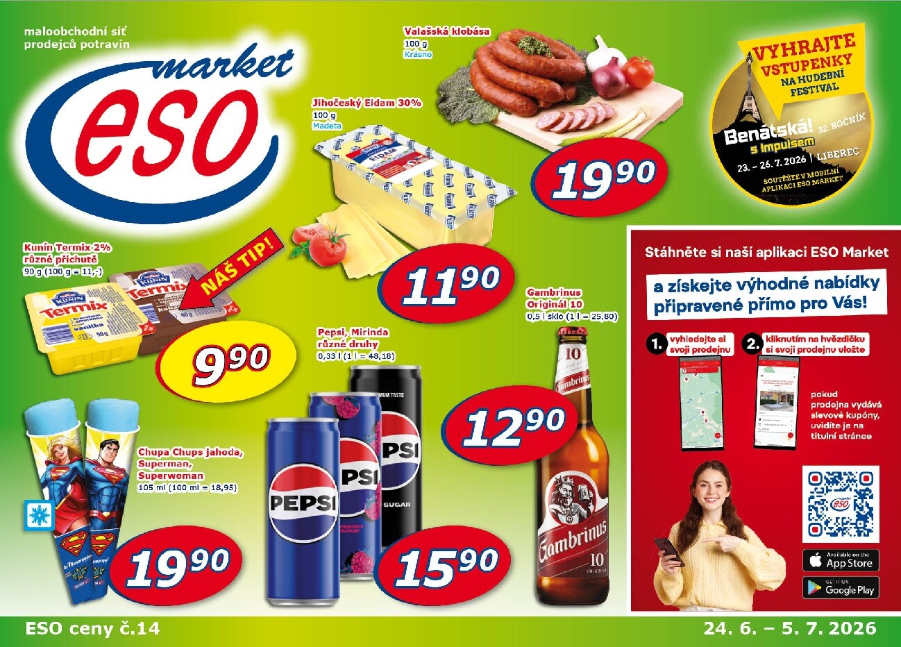 Budoucí ESO MARKET leták platný od středy 24.06.2026 do neděle 05.07.2026