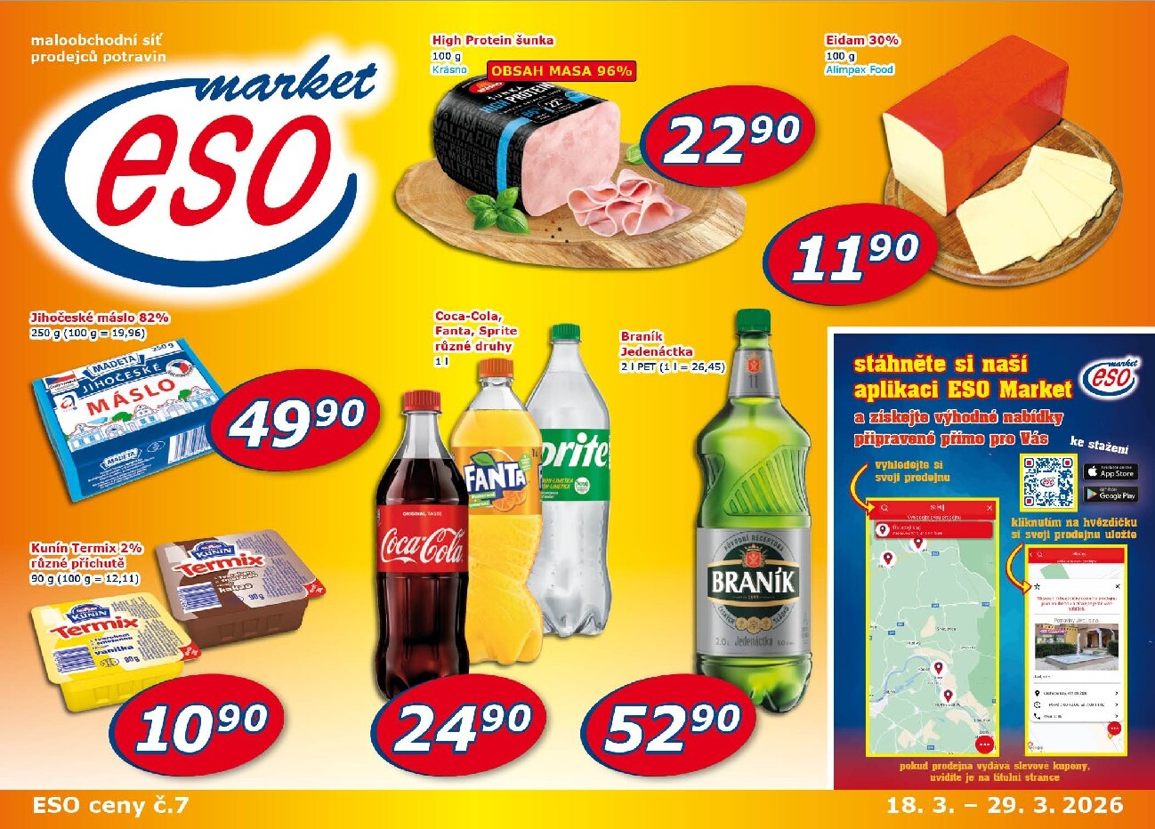 ESO MARKET leták platný od středy 18.03.2026 do neděle 29.03.2026