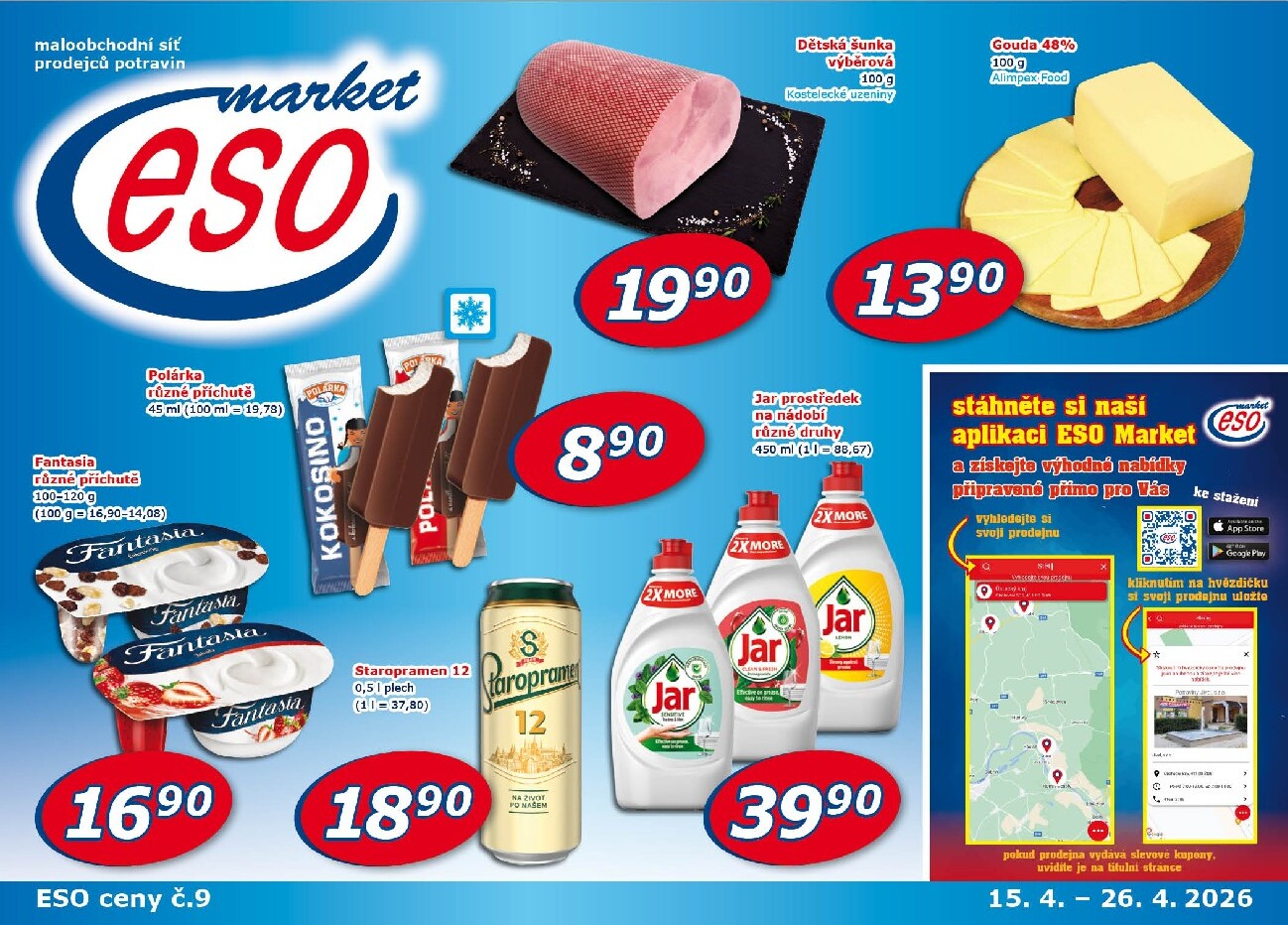 Budoucí ESO MARKET leták platný od středy 15.04.2026 do neděle 26.04.2026