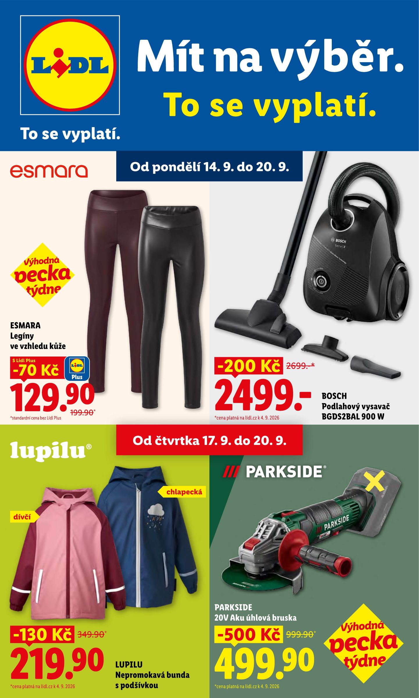 Lidl - Spotřební zboží leták na příští týden od pondělí 14.09.2026 do neděle 20.09.2026