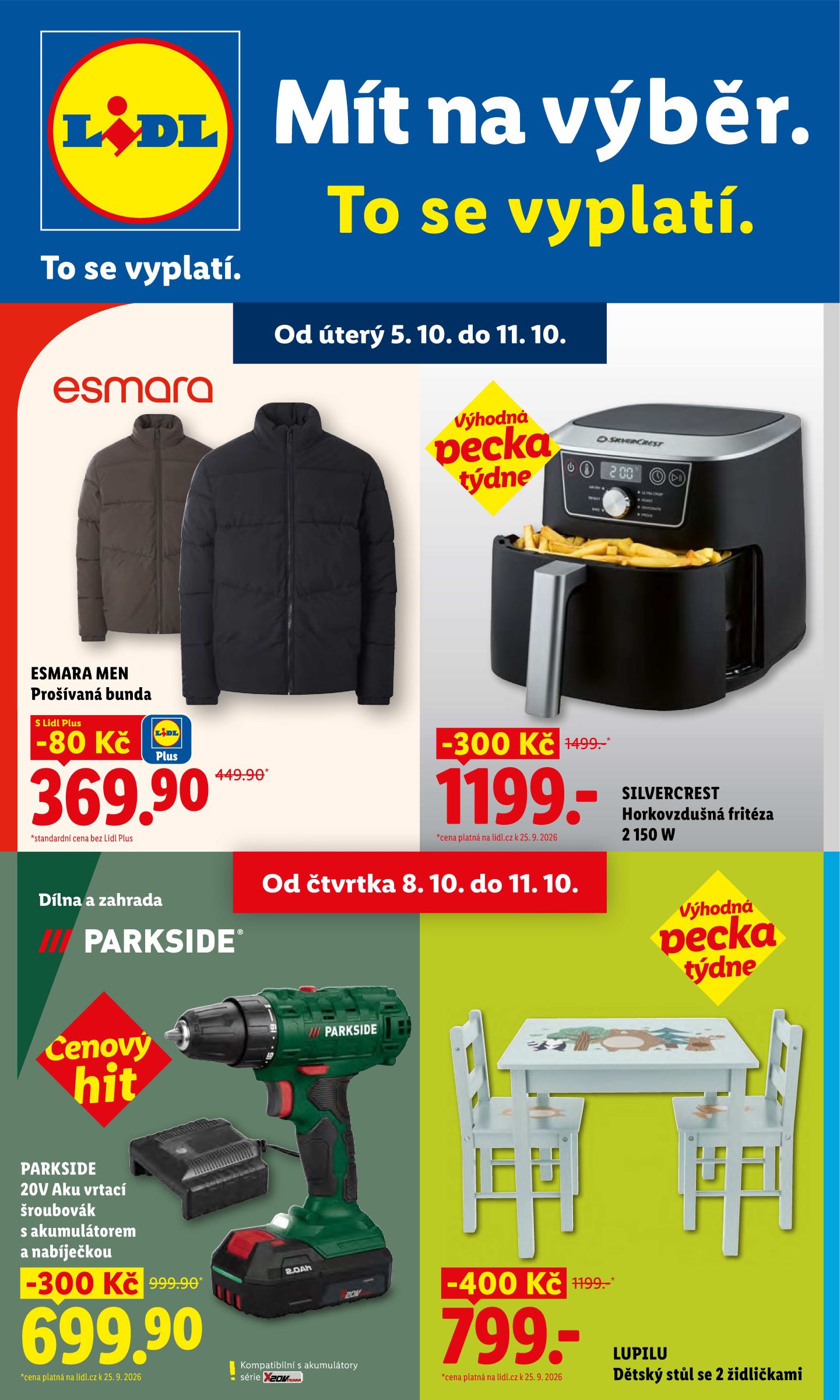 Lidl - Spotřební zboží leták na příští týden od pondělí 05.10.2026 do neděle 11.10.2026