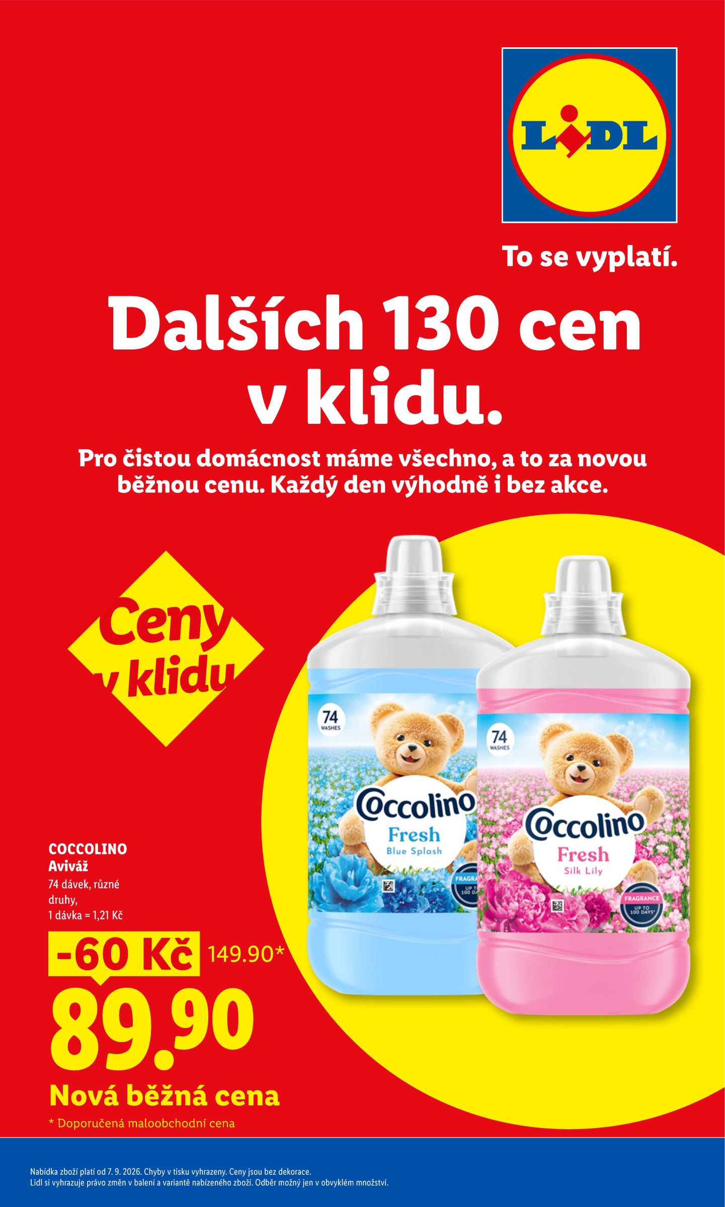 Aktuální Lidl - Ceny v klidu leták platný od pondělí 07.09.2026 do pondělí 30.11.2026
