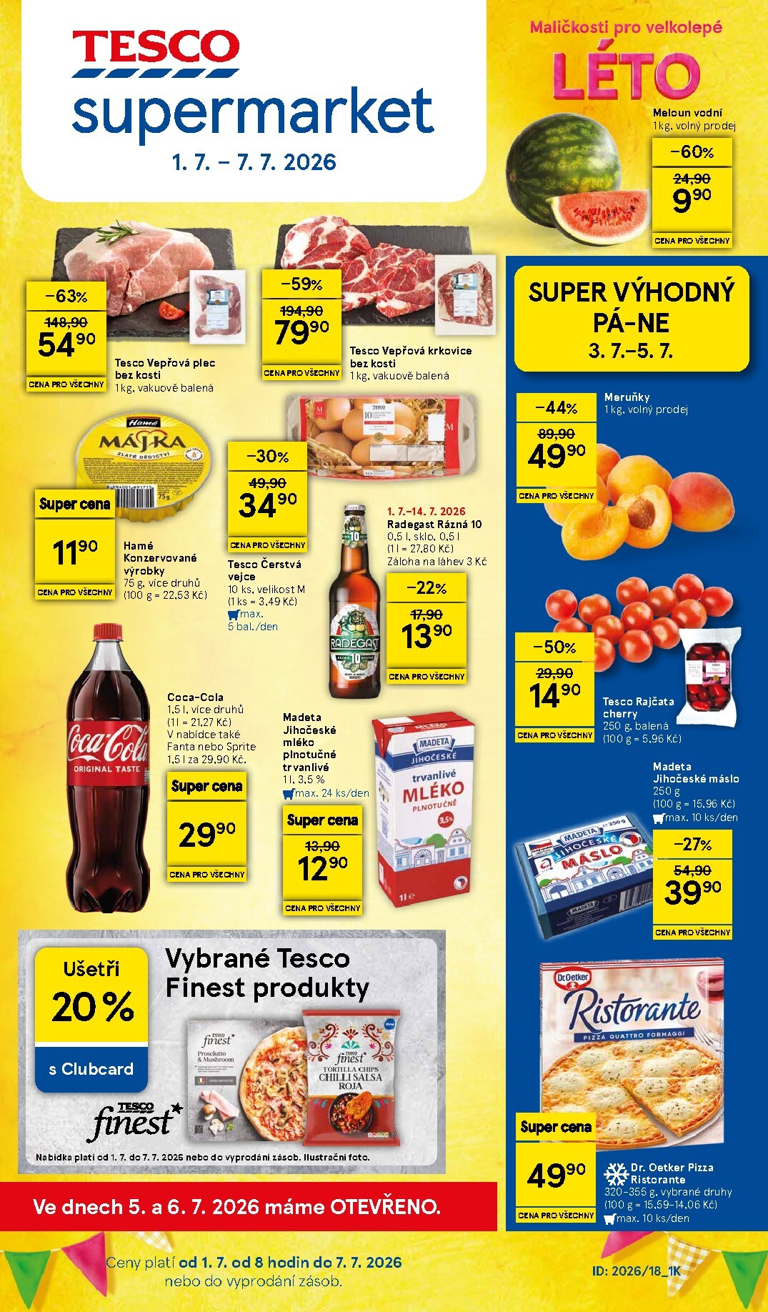 Budoucí Tesco supermarket leták platný od středy 01.07.2026 do úterý 07.07.2026