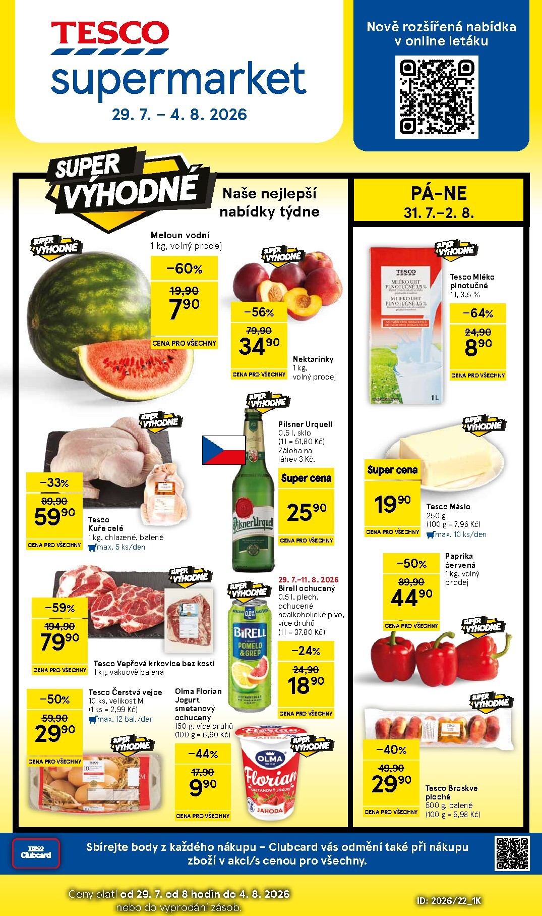 Budoucí Tesco supermarket leták platný od středy 29.07.2026 do úterý 04.08.2026