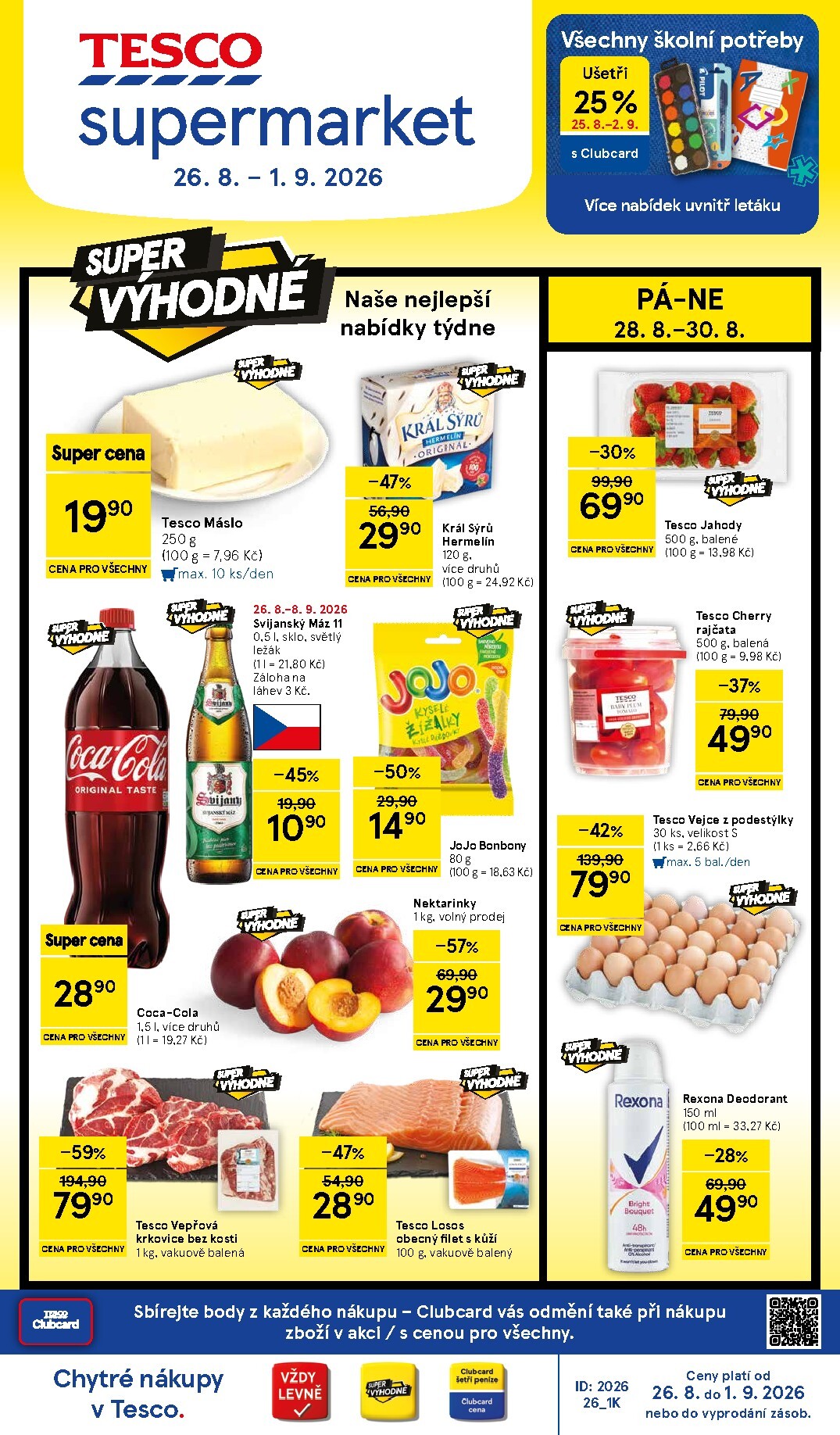 Budoucí Tesco supermarket leták platný od středy 26.08.2026 do úterý 01.09.2026