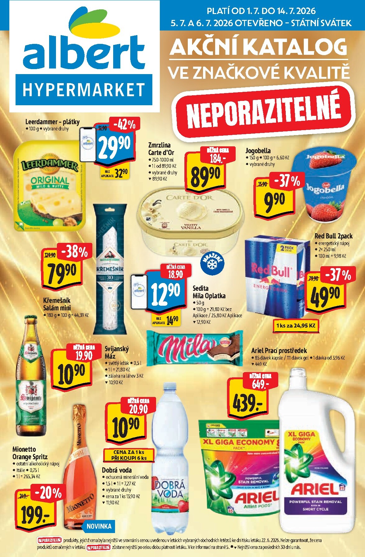 Budoucí Albert Hypermarket - Neporazitelný akční leták platný od středy 01.07.2026 do úterý 14.07.2026