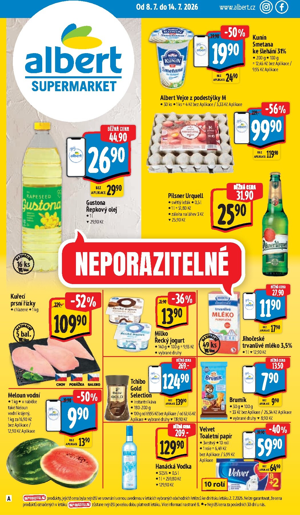 Budoucí Albert Supermarket leták platný od středy 08.07.2026 do úterý 14.07.2026