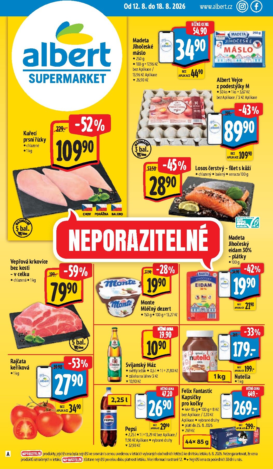 Budoucí Albert Supermarket leták platný od středy 12.08.2026 do úterý 18.08.2026