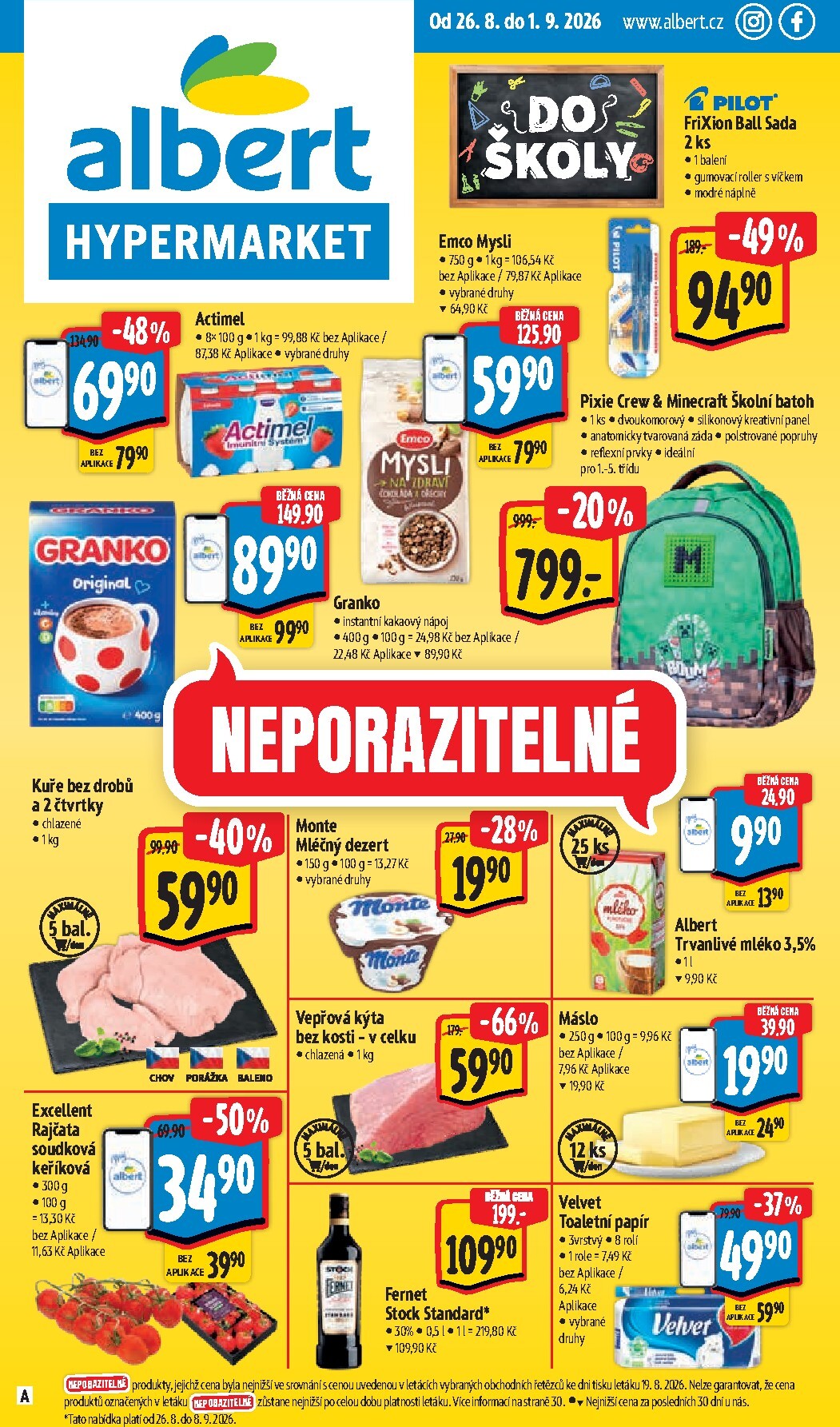 Budoucí Albert Hypermarket leták platný od středy 26.08.2026 do úterý 01.09.2026