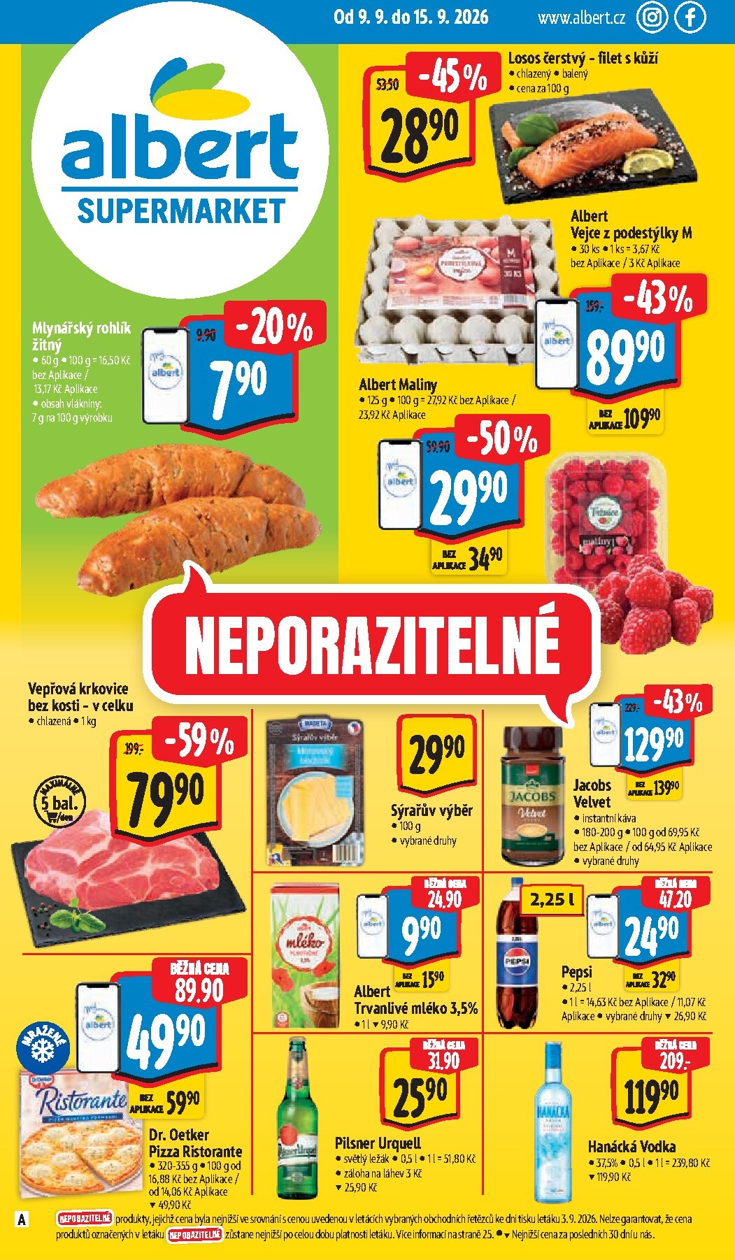 Budoucí Albert Supermarket leták platný od středy 09.09.2026 do úterý 15.09.2026