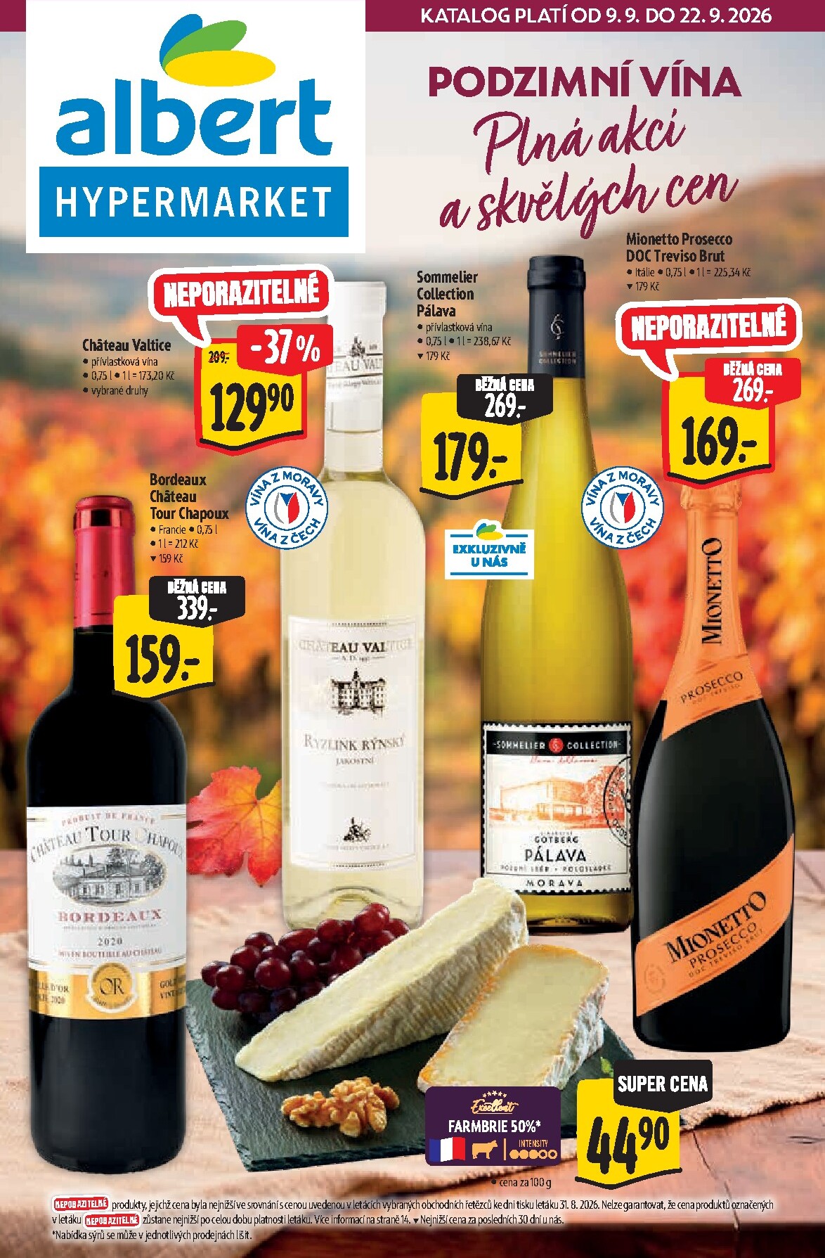 Budoucí Albert Hypermarket - Podzimní vína leták platný od středy 09.09.2026 do úterý 22.09.2026