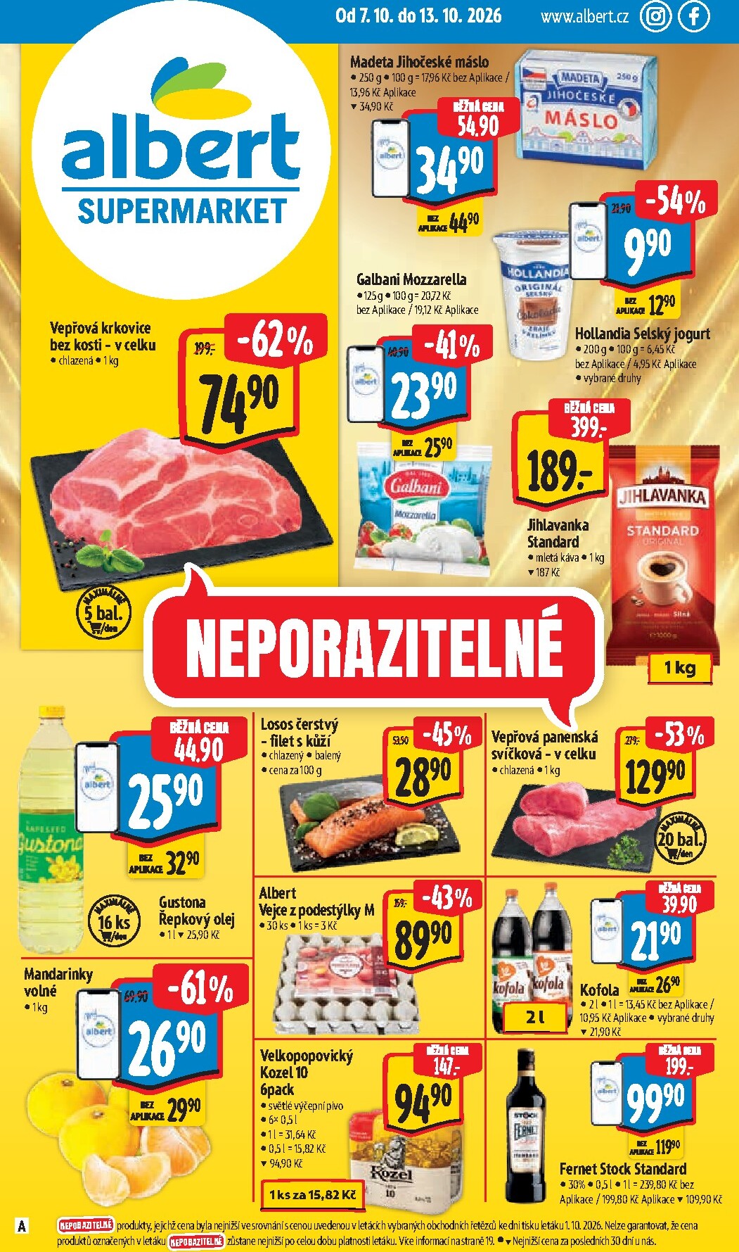 Budoucí Albert Supermarket leták platný od středy 07.10.2026 do úterý 13.10.2026