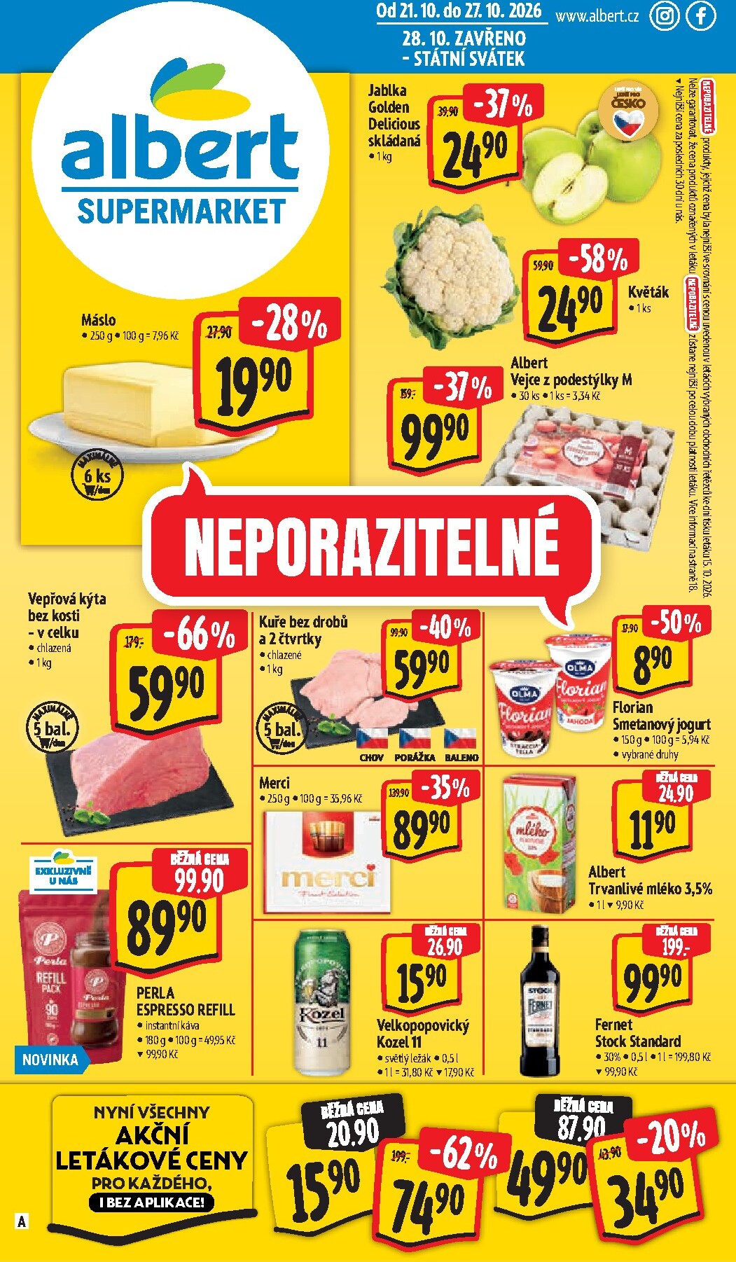 Budoucí Albert Supermarket leták platný od středy 21.10.2026 do úterý 27.10.2026