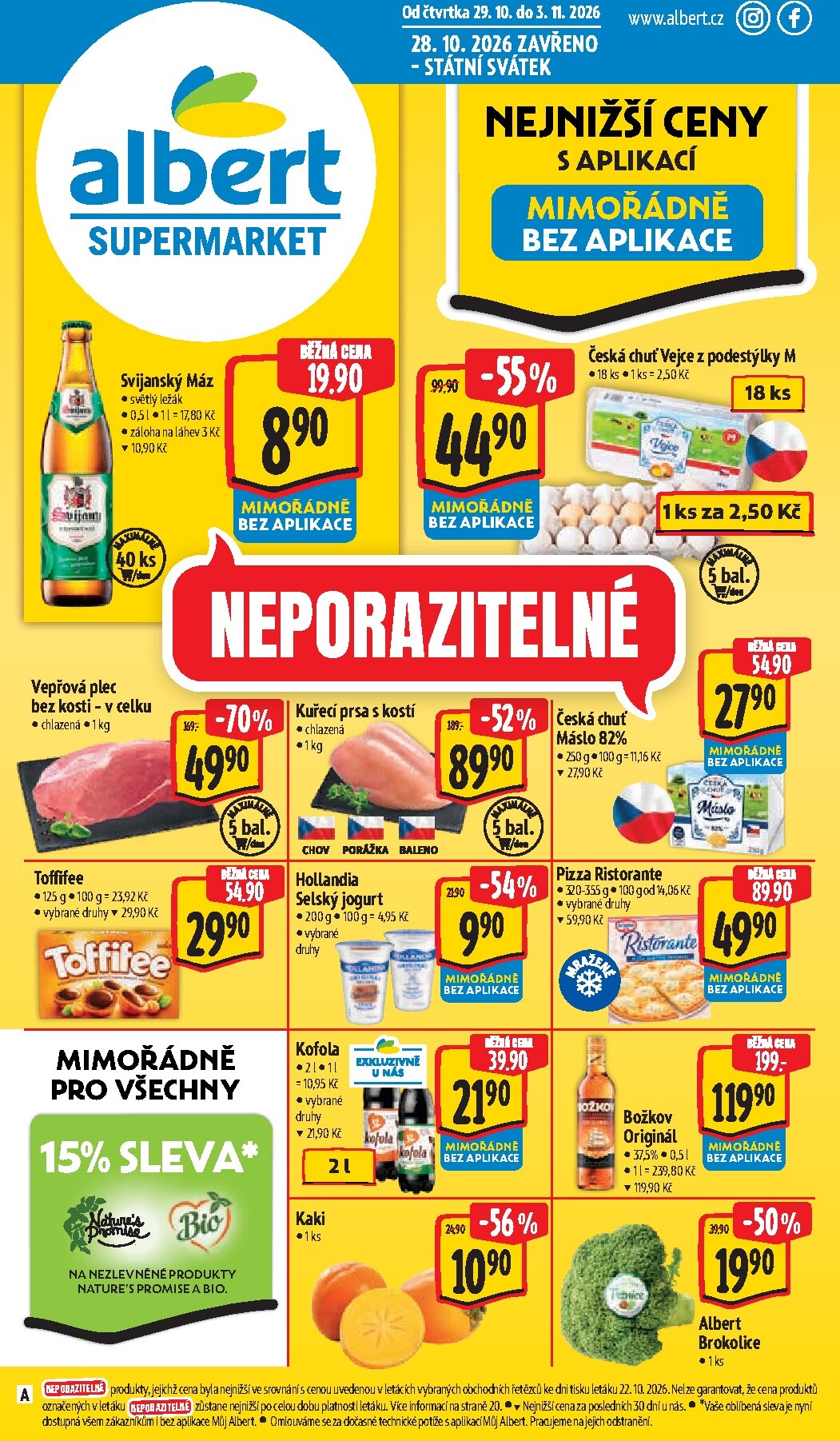 Budoucí Albert Supermarket leták platný od čtvrtka 29.10.2026 do úterý 03.11.2026