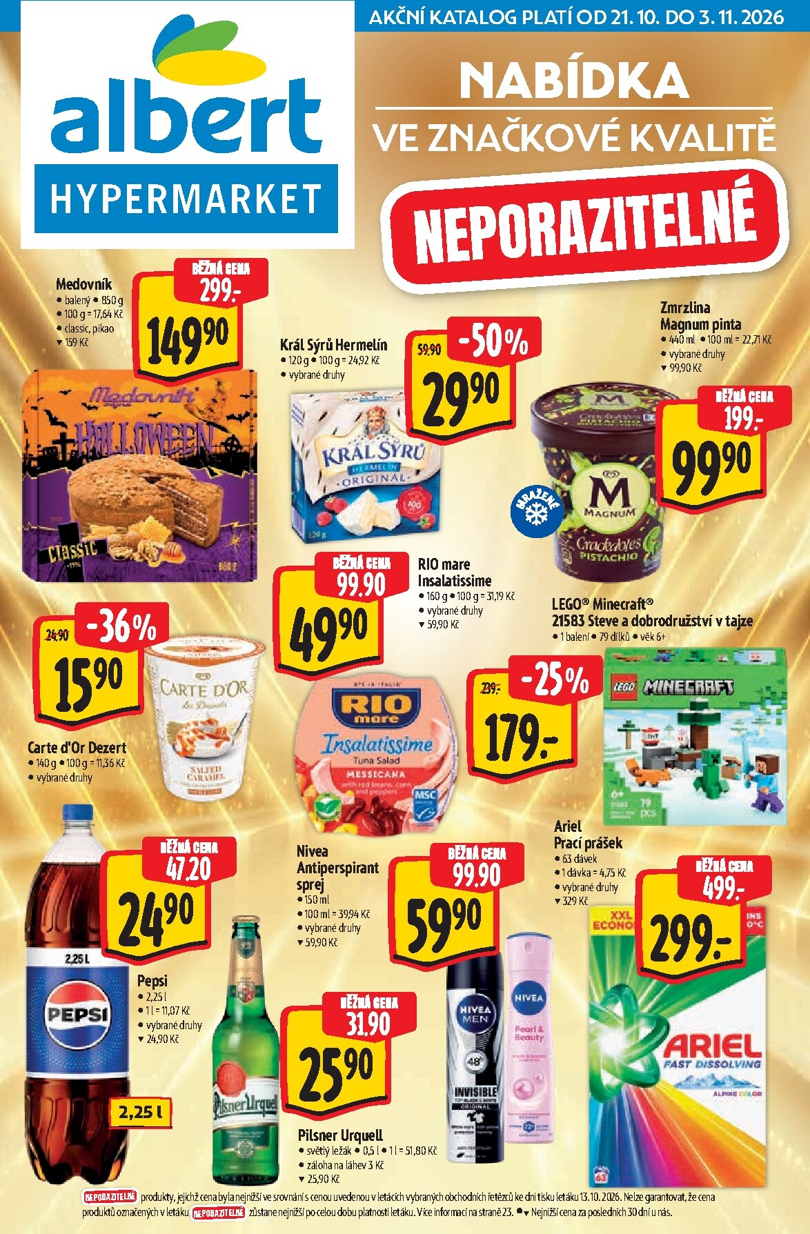 Aktuální Albert Hypermarket - Značková kvalita leták platný od středy 21.10.2026 do úterý 03.11.2026