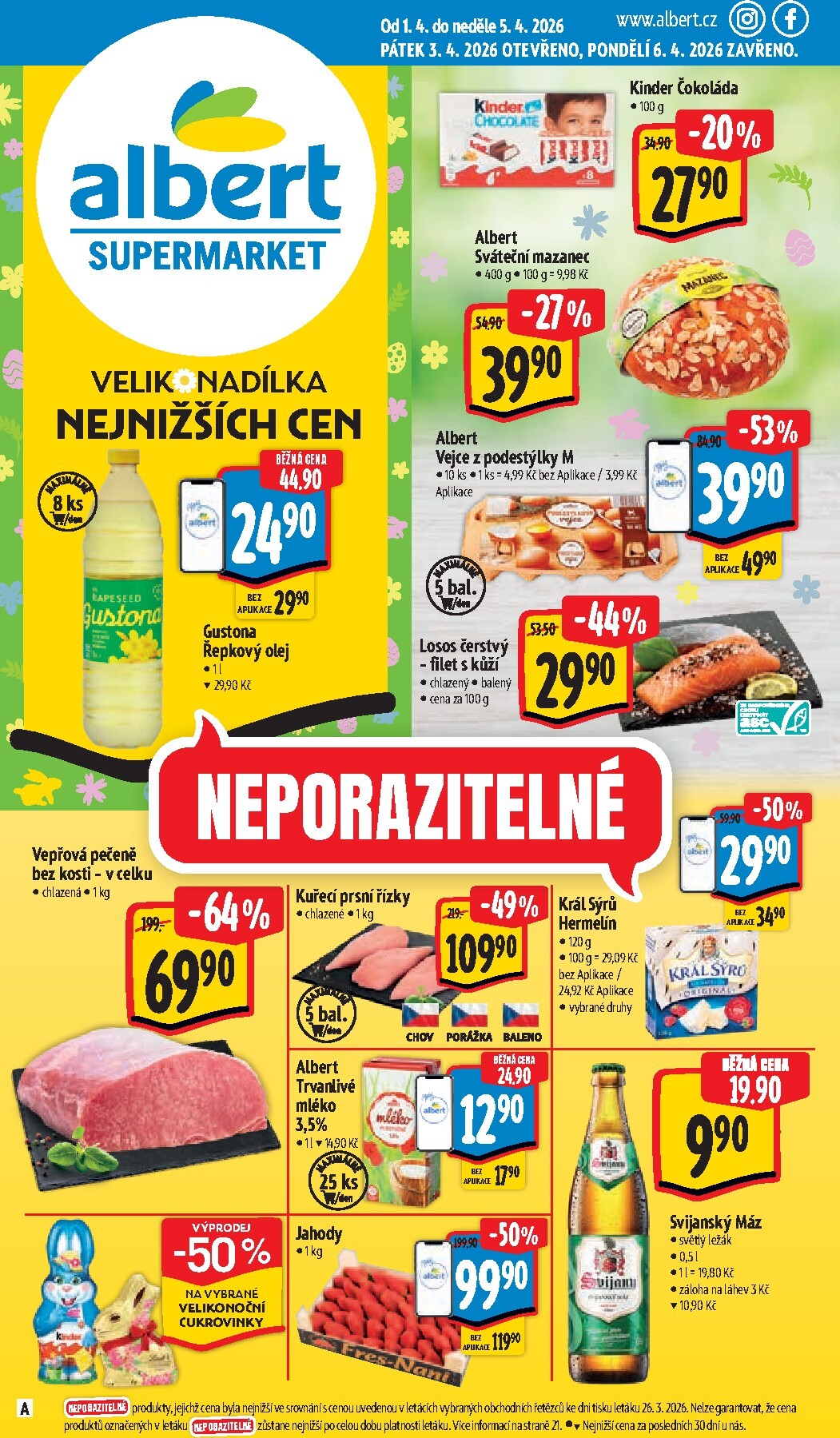 Albert Supermarket leták platný od středy 01.04.2026 do neděle 05.04.2026