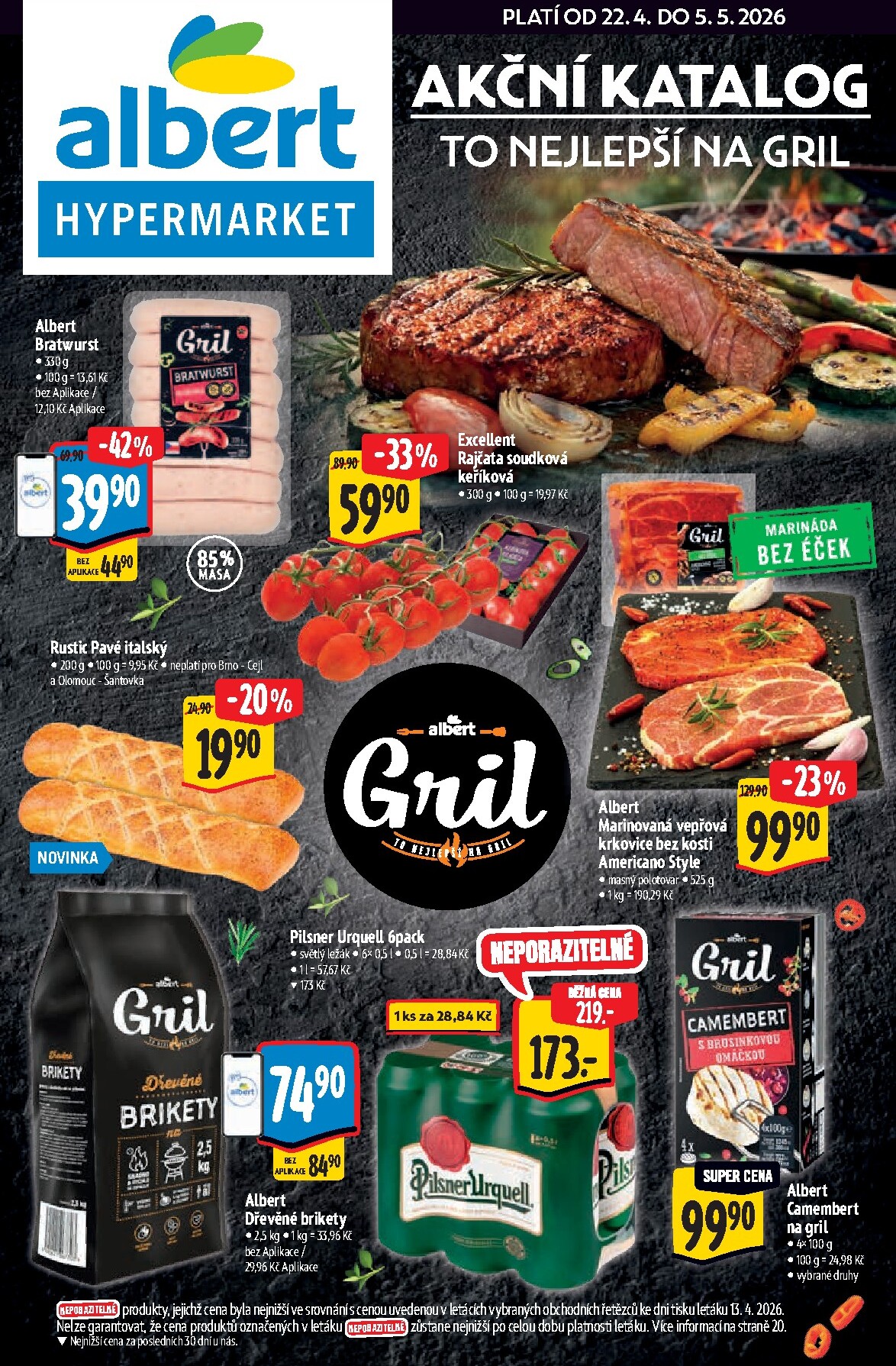 Budoucí Albert Hypermarket - Gril leták platný od středy 22.04.2026 do úterý 05.05.2026