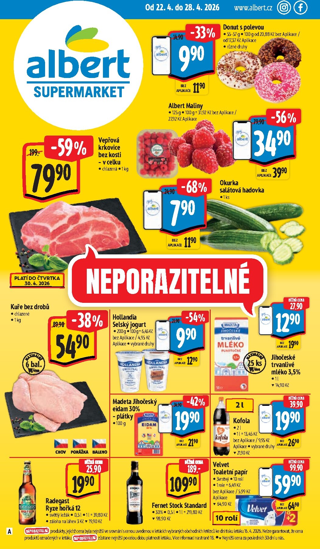 Budoucí Albert Supermarket leták platný od středy 22.04.2026 do úterý 28.04.2026