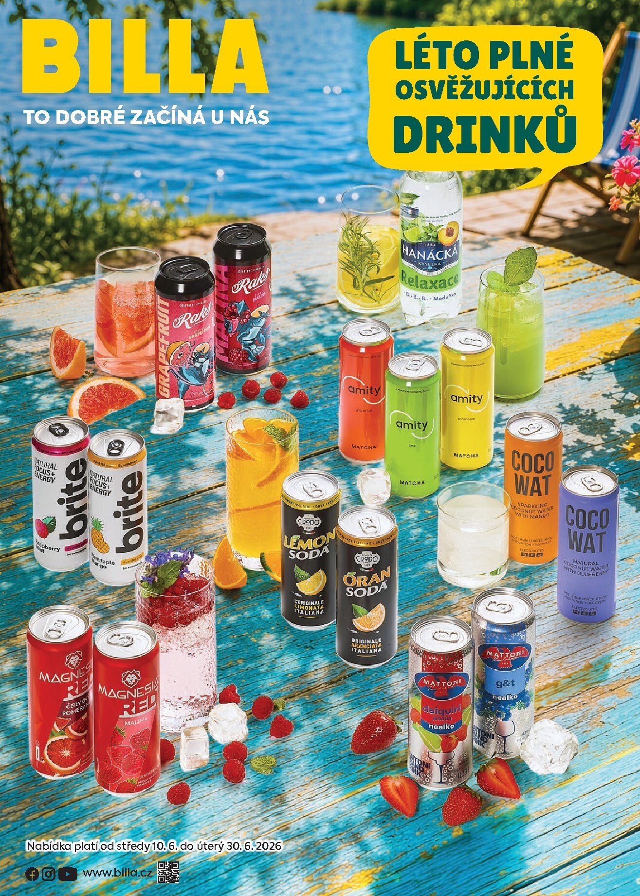 Budoucí Billa - Léto plné osvěžujících drinků leták platný od středy 10.06.2026 do úterý 30.06.2026