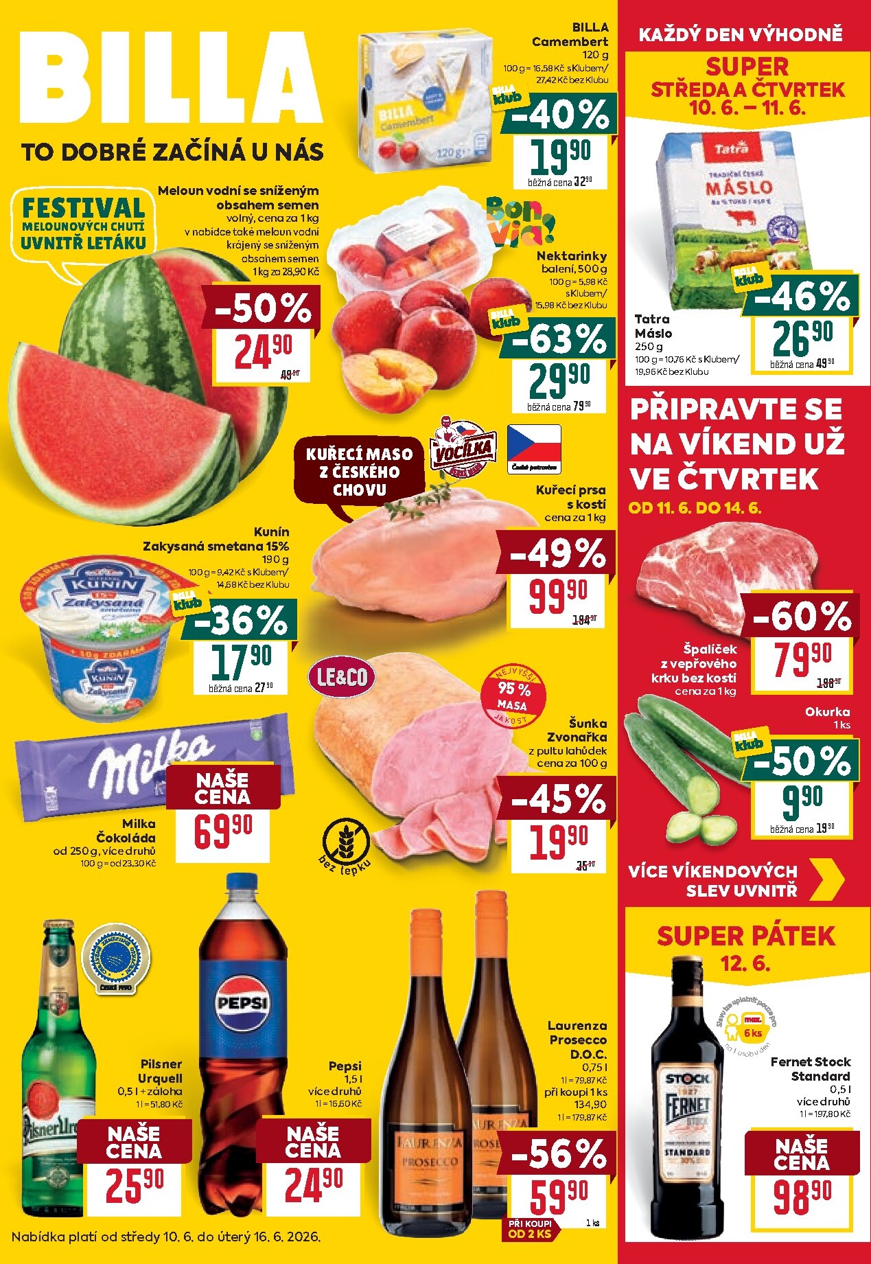 Budoucí Billa leták platný od středy 10.06.2026 do úterý 16.06.2026