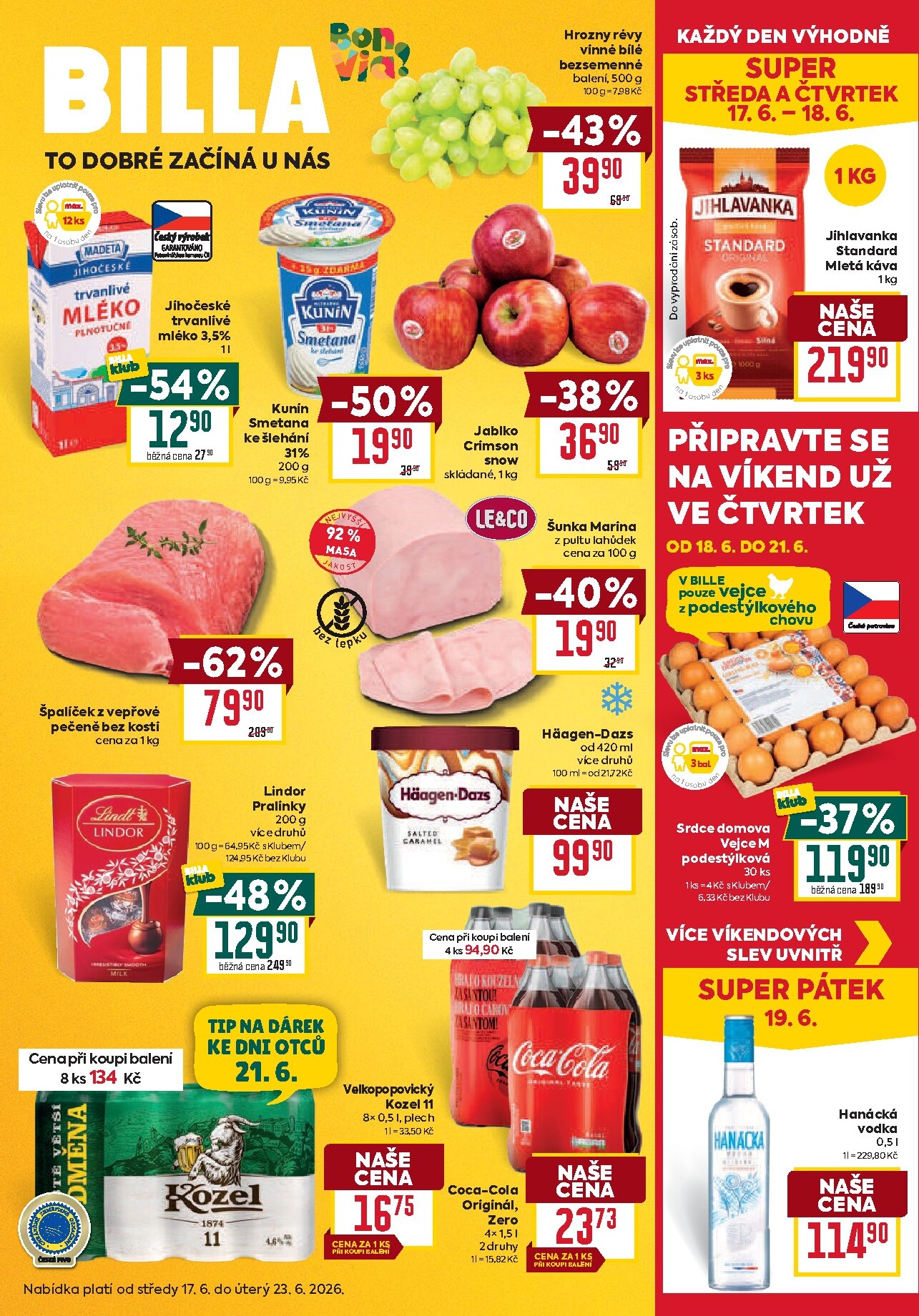 Budoucí Billa - Velký leták leták platný od středy 17.06.2026 do úterý 23.06.2026