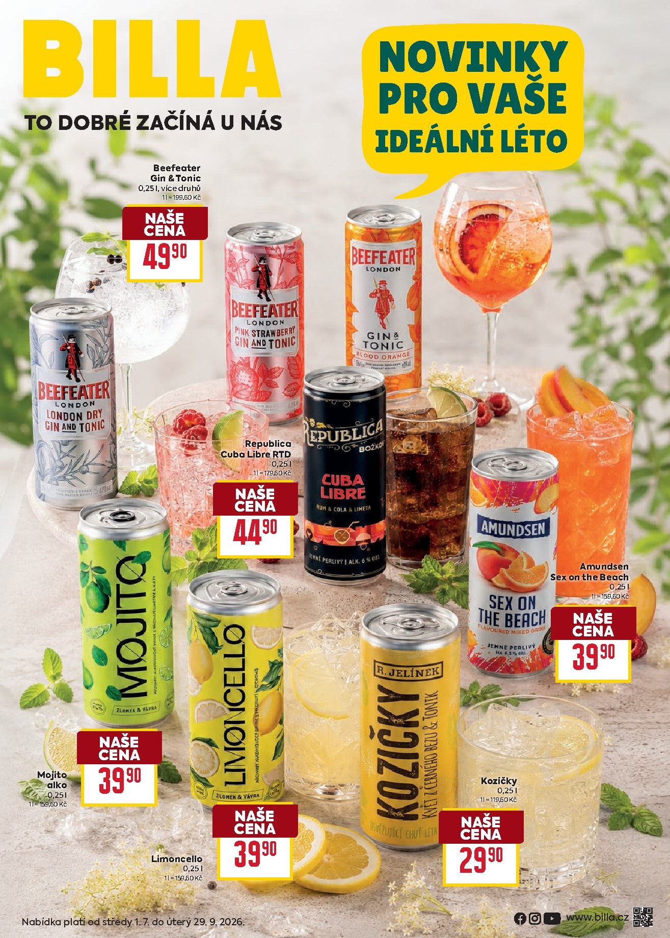 Budoucí Billa - Alko novinky leták platný od středy 01.07.2026 do úterý 29.09.2026