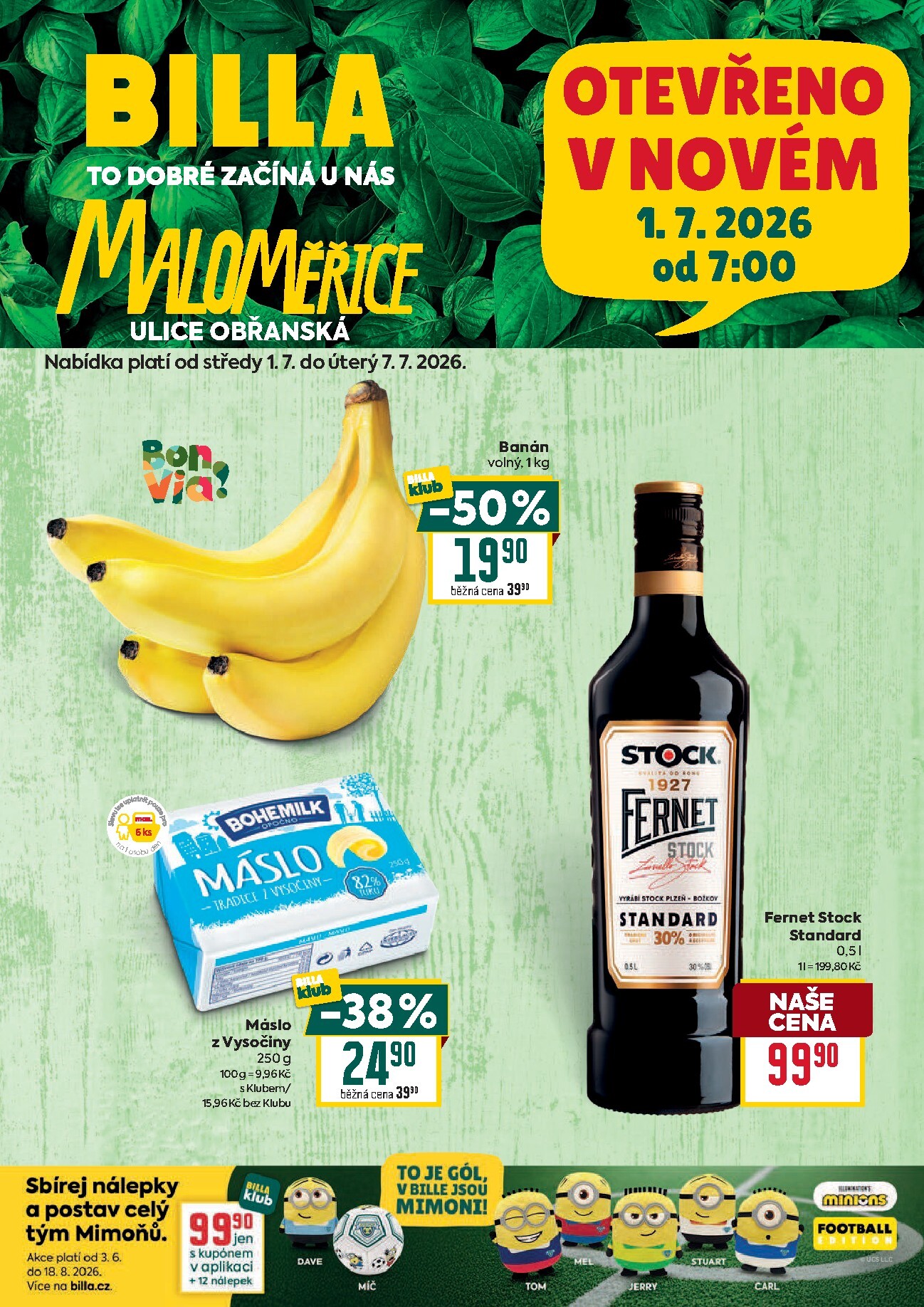 Budoucí Billa - Maloměřice leták platný od středy 01.07.2026 do úterý 07.07.2026