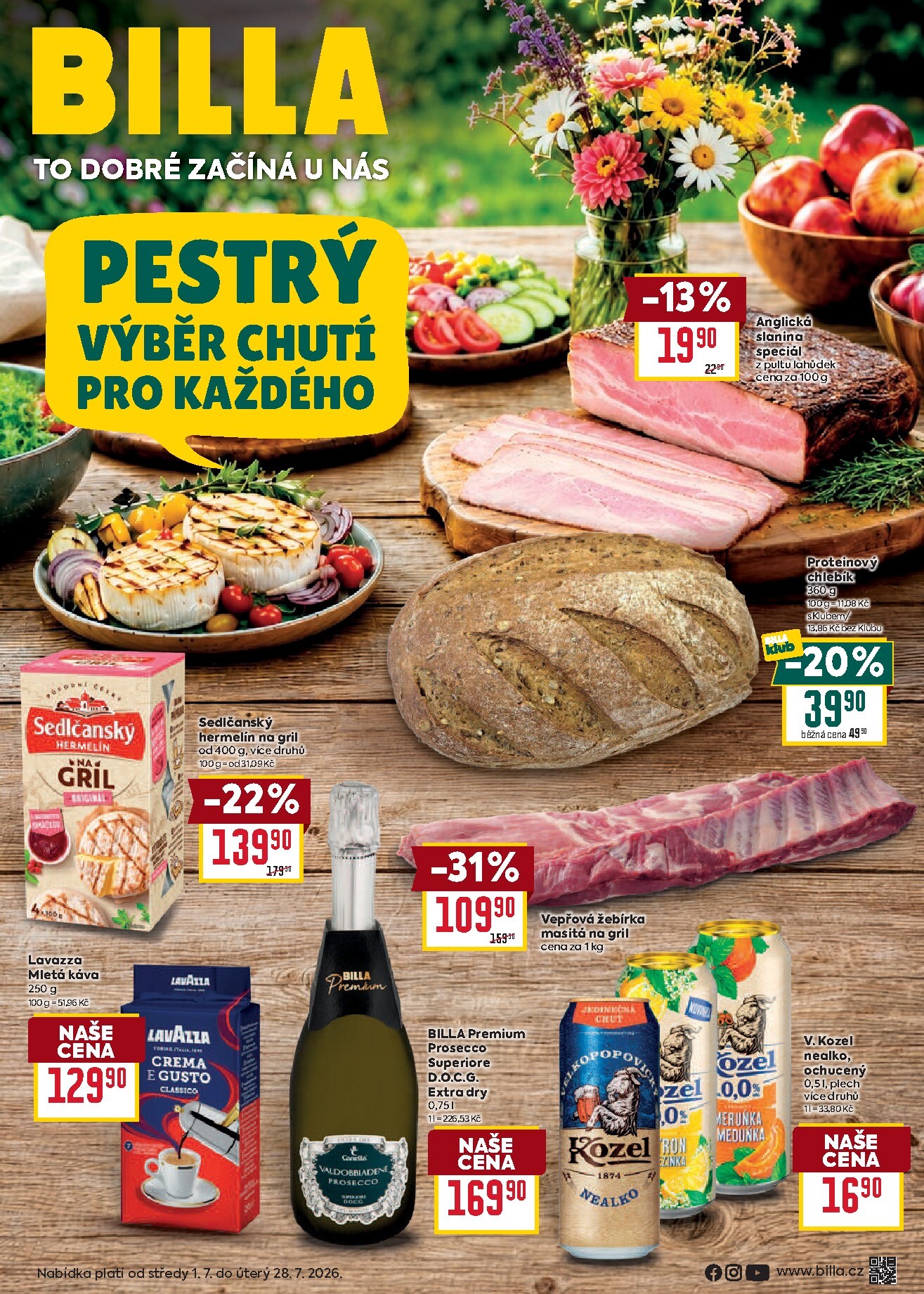 Budoucí Billa - Pestrý výběr chutí na léto leták platný od středy 01.07.2026 do úterý 28.07.2026