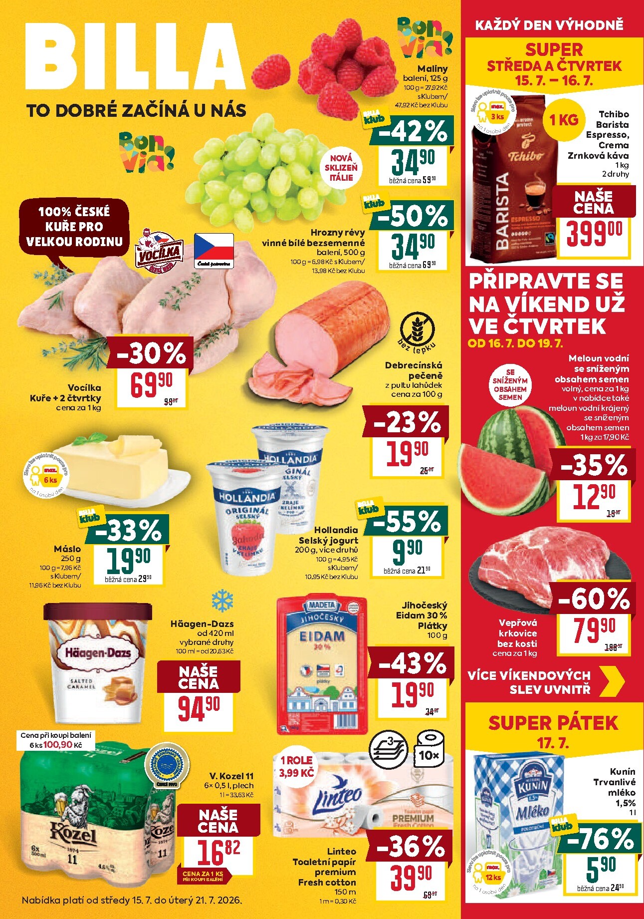 Budoucí Billa leták platný od středy 15.07.2026 do úterý 21.07.2026