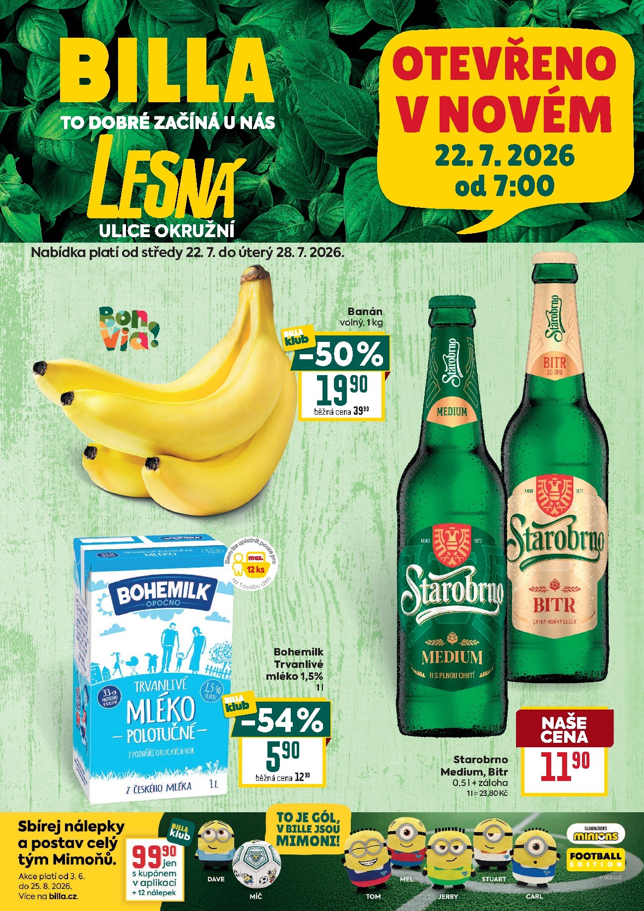 Budoucí Billa - Brno Lesná leták platný od středy 22.07.2026 do úterý 28.07.2026