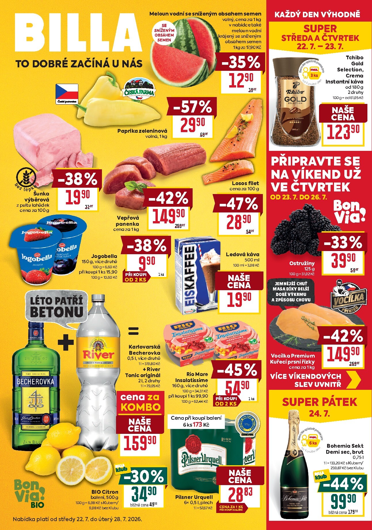Aktuální Billa - Malý leták leták platný od středy 22.07.2026 do úterý 28.07.2026