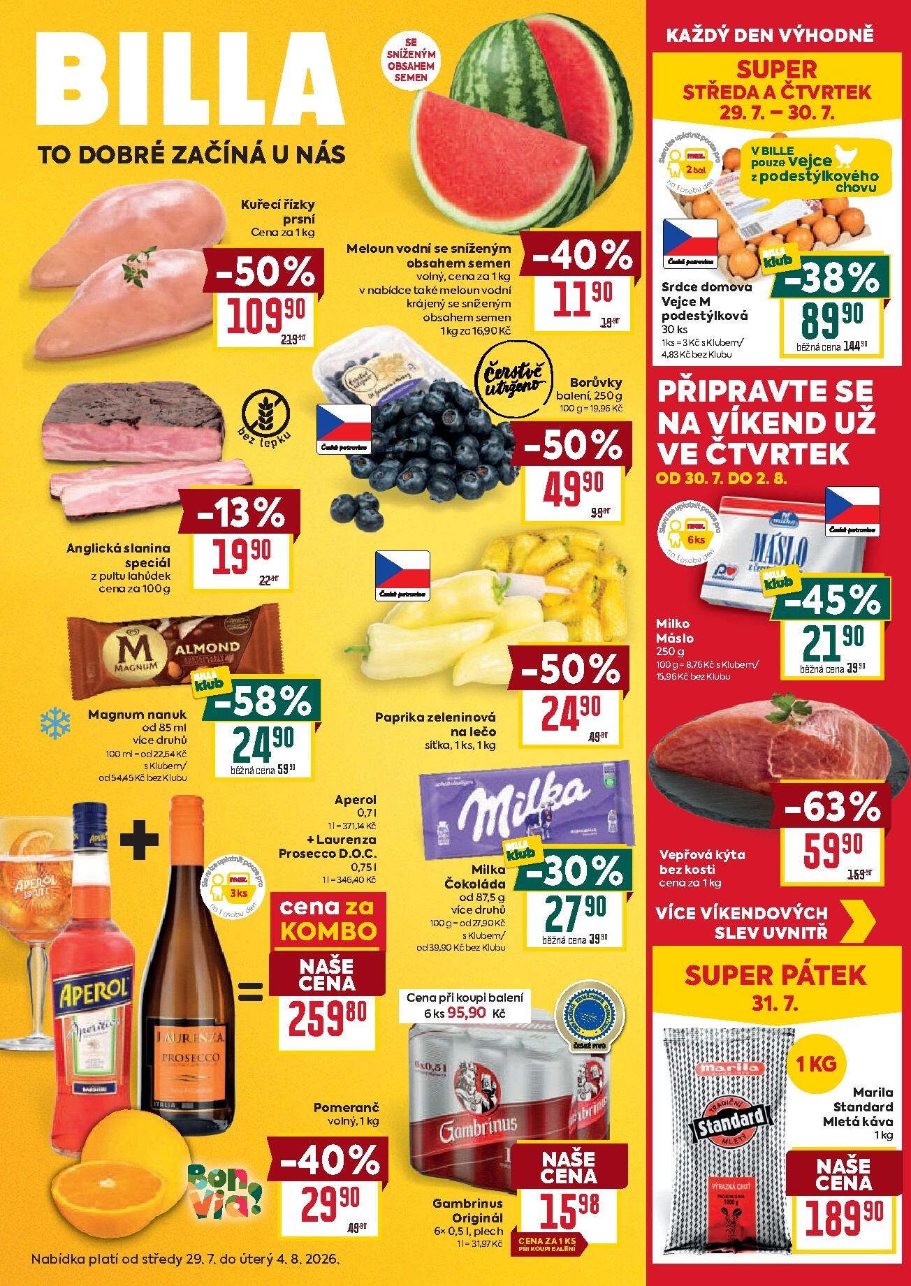 Aktuální Billa - Malý leták leták platný od středy 29.07.2026 do úterý 04.08.2026