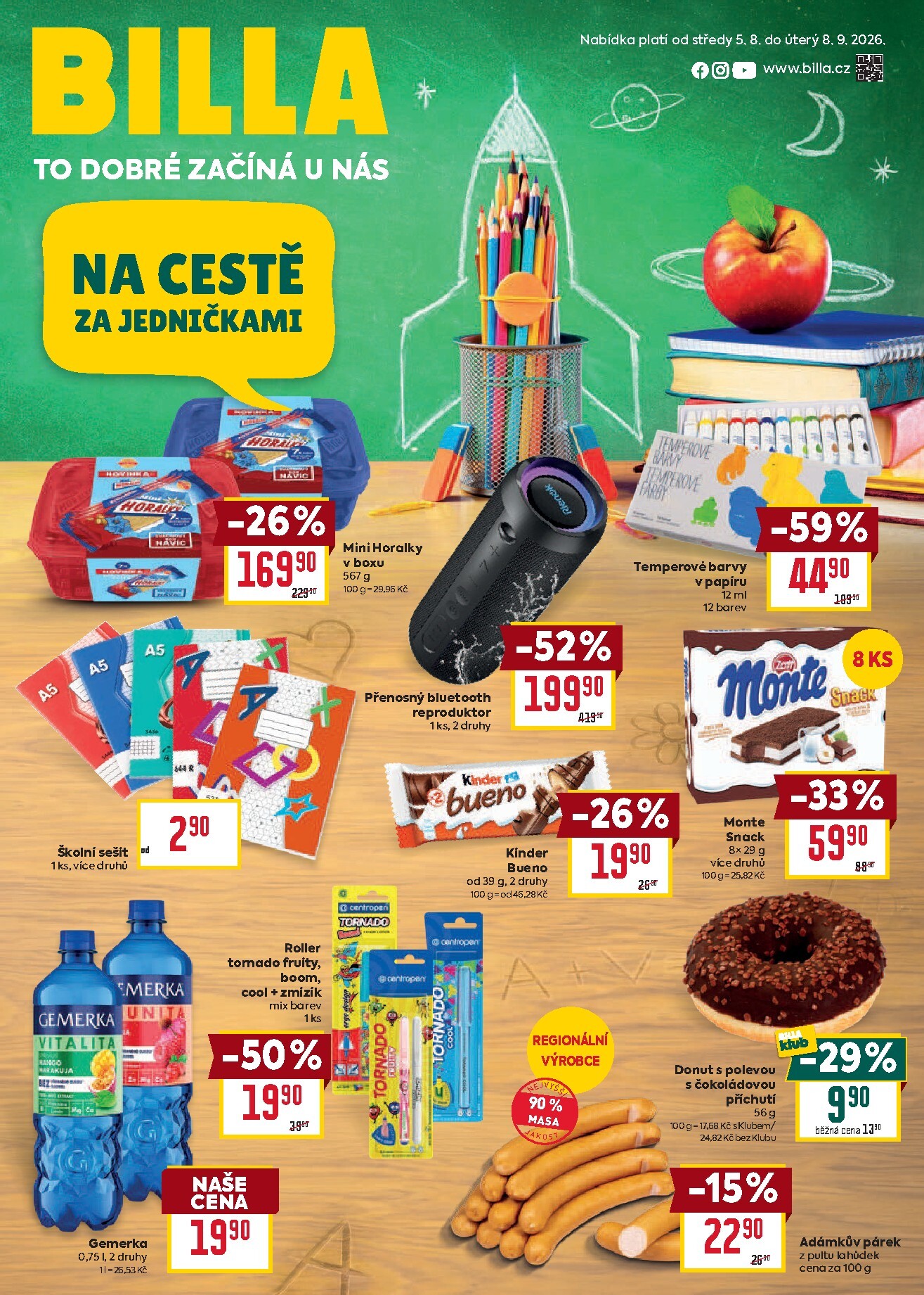 Budoucí Billa - Na cestě za jedničkami leták platný od středy 05.08.2026 do úterý 08.09.2026