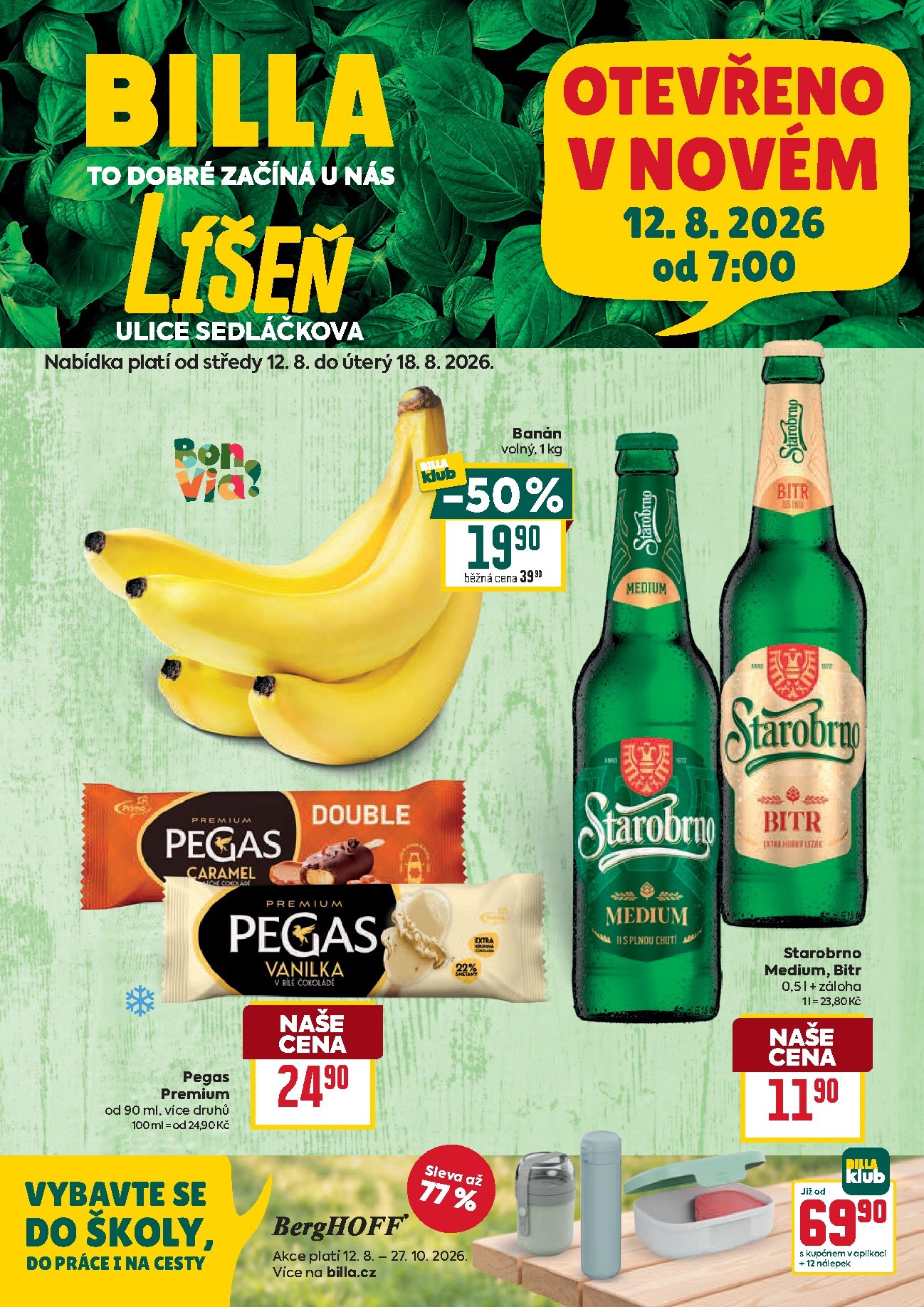 Budoucí Billa - Brno Líšeň leták platný od středy 12.08.2026 do úterý 18.08.2026