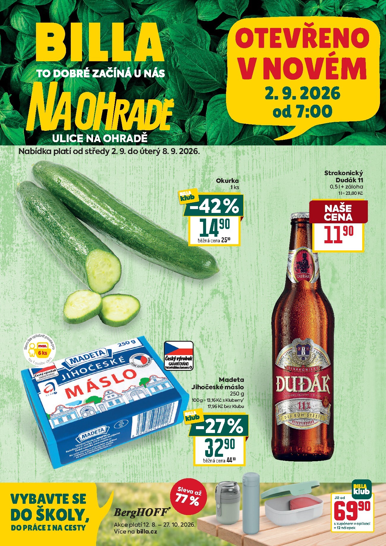 Budoucí Billa - Strakonice leták platný od středy 02.09.2026 do úterý 08.09.2026