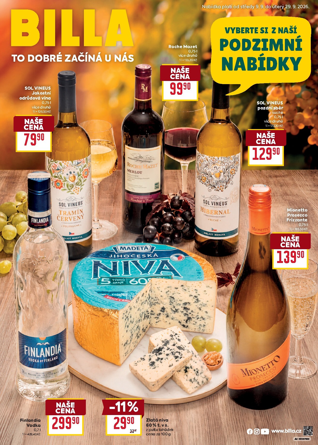 Budoucí Billa - Katalog: Podzimní nápoje leták platný od středy 09.09.2026 do úterý 29.09.2026