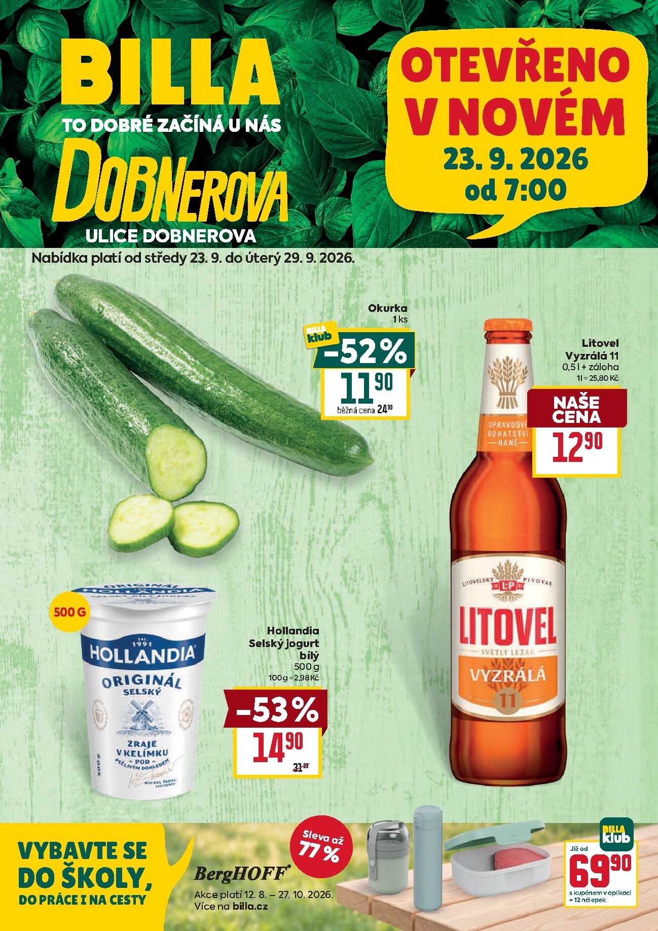 Budoucí Billa - Olomouc leták platný od středy 23.09.2026 do úterý 29.09.2026