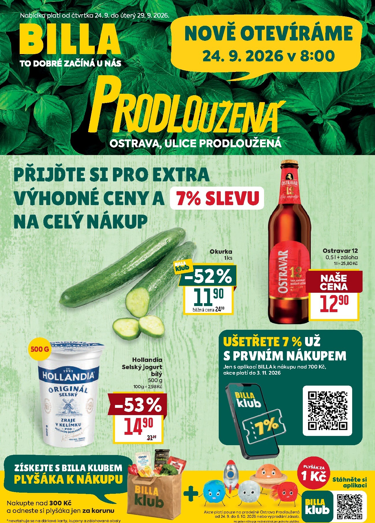 Budoucí Billa - Ostrava leták platný od čtvrtka 24.09.2026 do úterý 29.09.2026