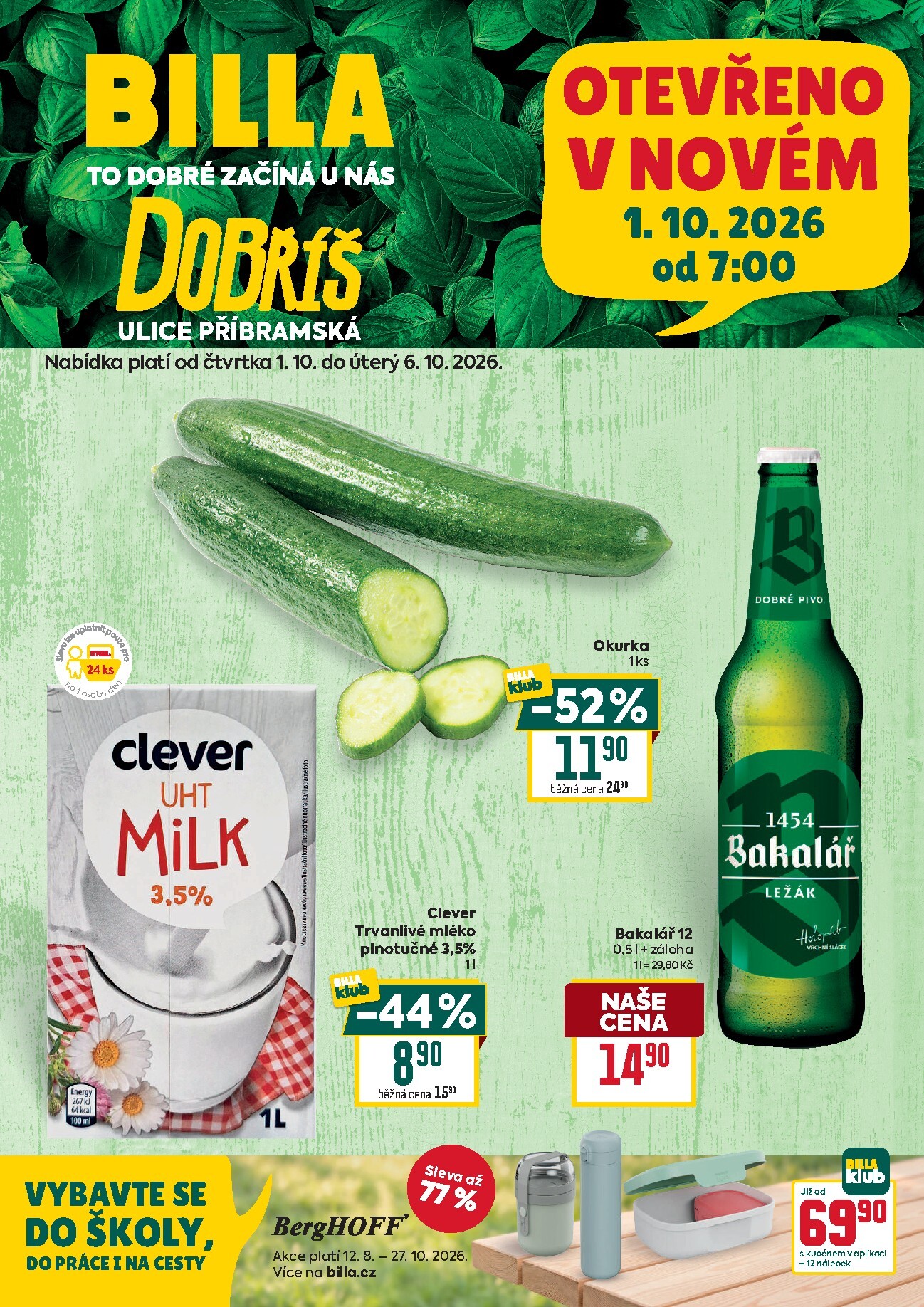 Budoucí Billa - Dobříš leták platný od čtvrtka 01.10.2026 do úterý 06.10.2026
