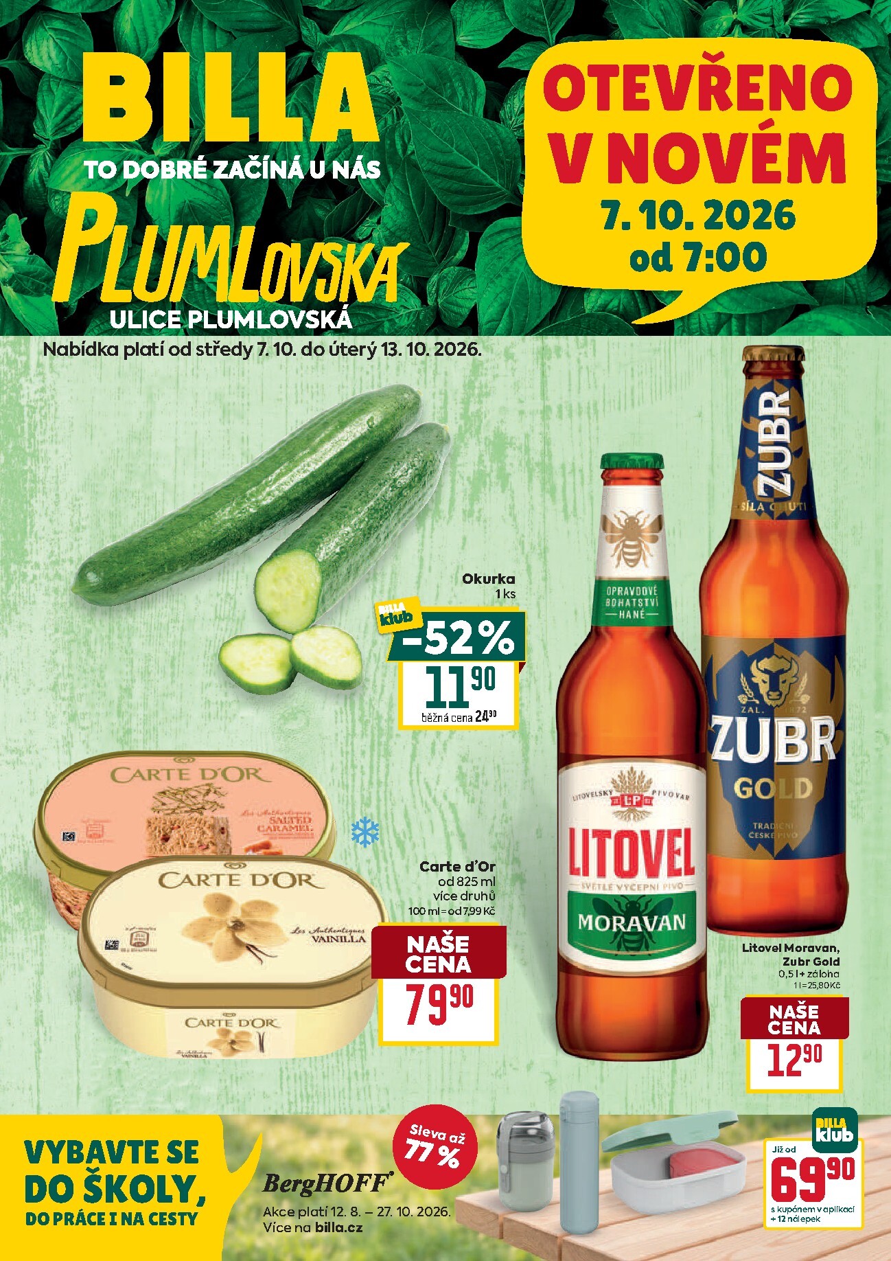 Budoucí Billa - Prostějov leták platný od středy 07.10.2026 do úterý 13.10.2026