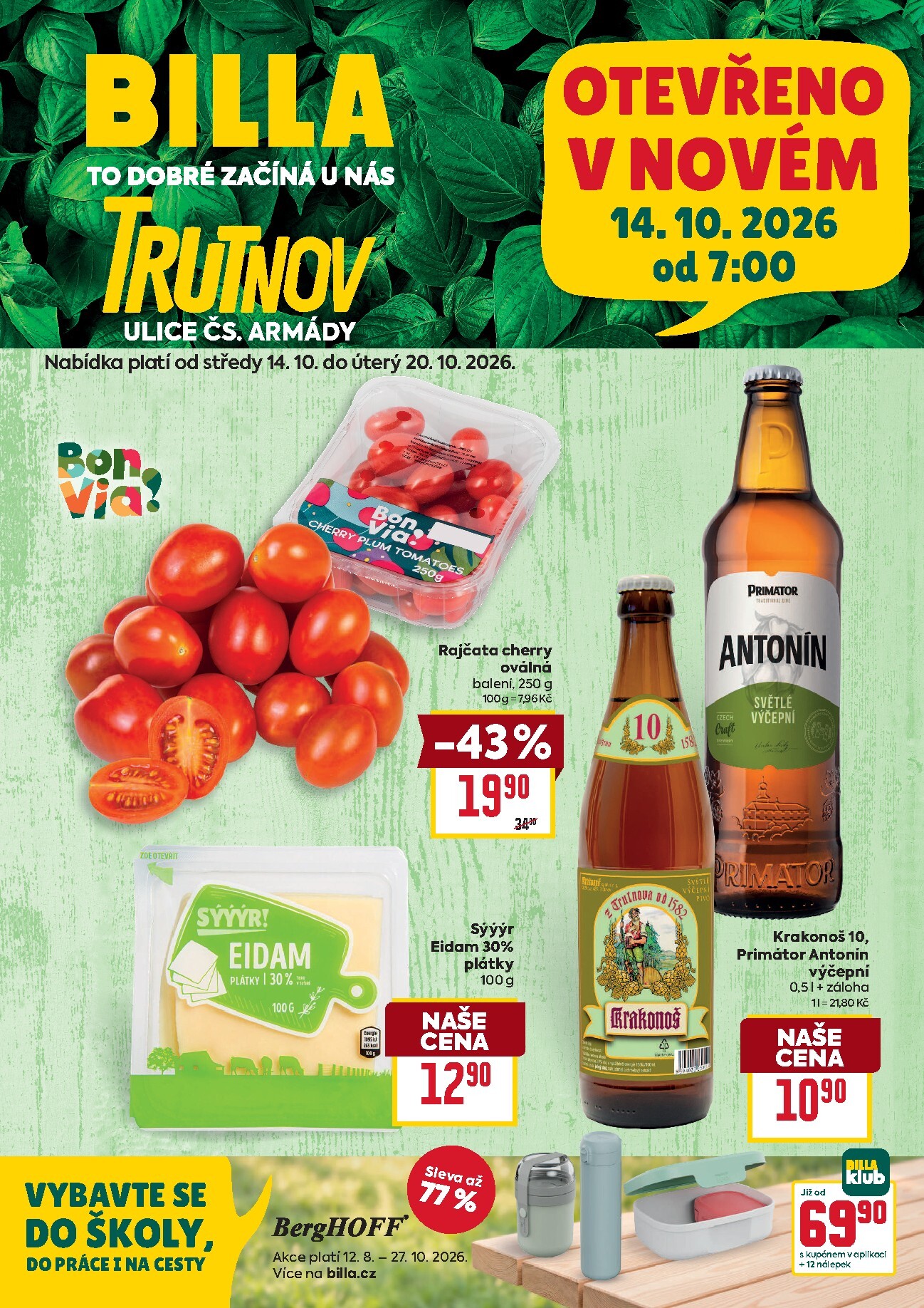 Budoucí Billa - Speciál: Trutnov leták platný od středy 14.10.2026 do úterý 20.10.2026