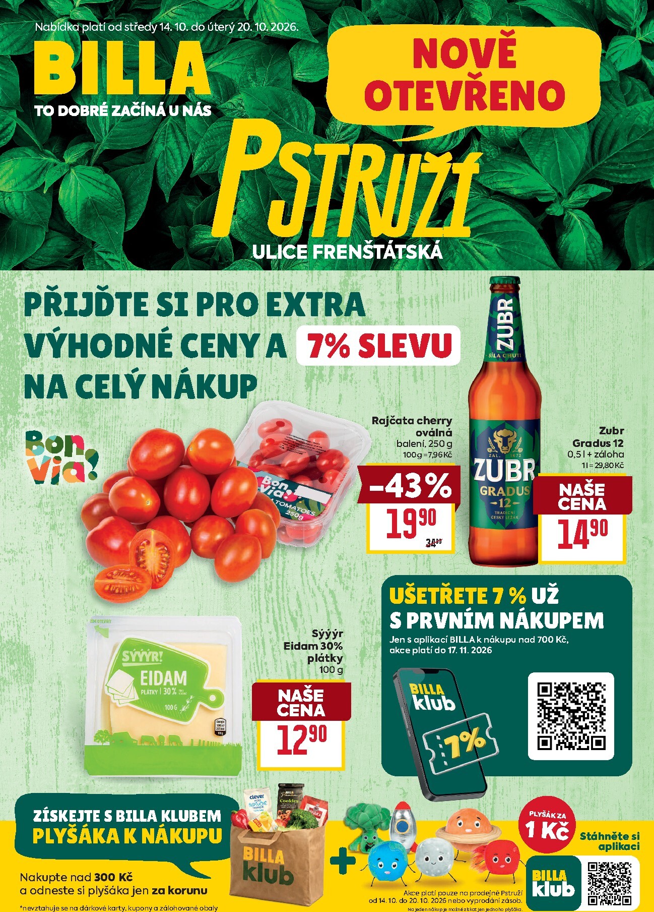 Budoucí Billa - Pstruží leták platný od středy 14.10.2026 do úterý 20.10.2026