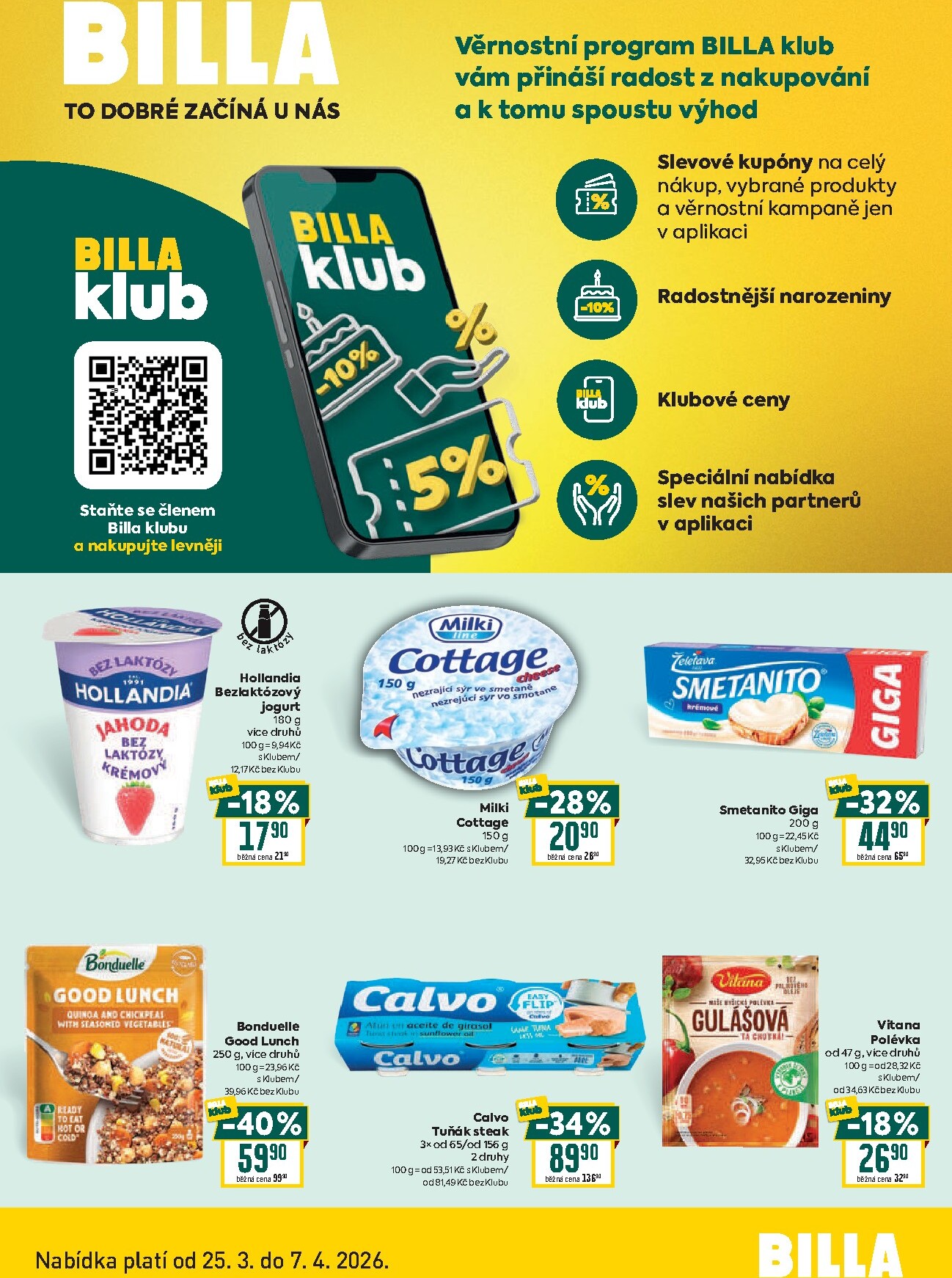 Billa - Klub leták platný od středy 25.03.2026 do úterý 07.04.2026