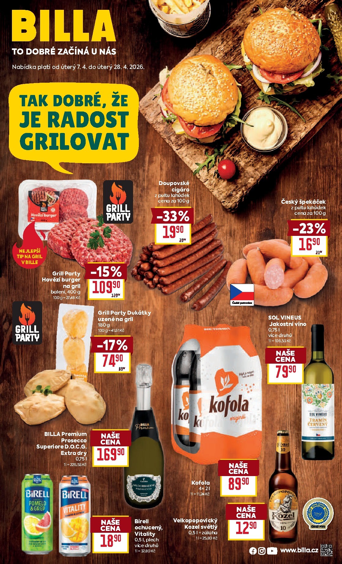 Billa - Grilování leták platný od úterý 07.04.2026 do úterý 28.04.2026