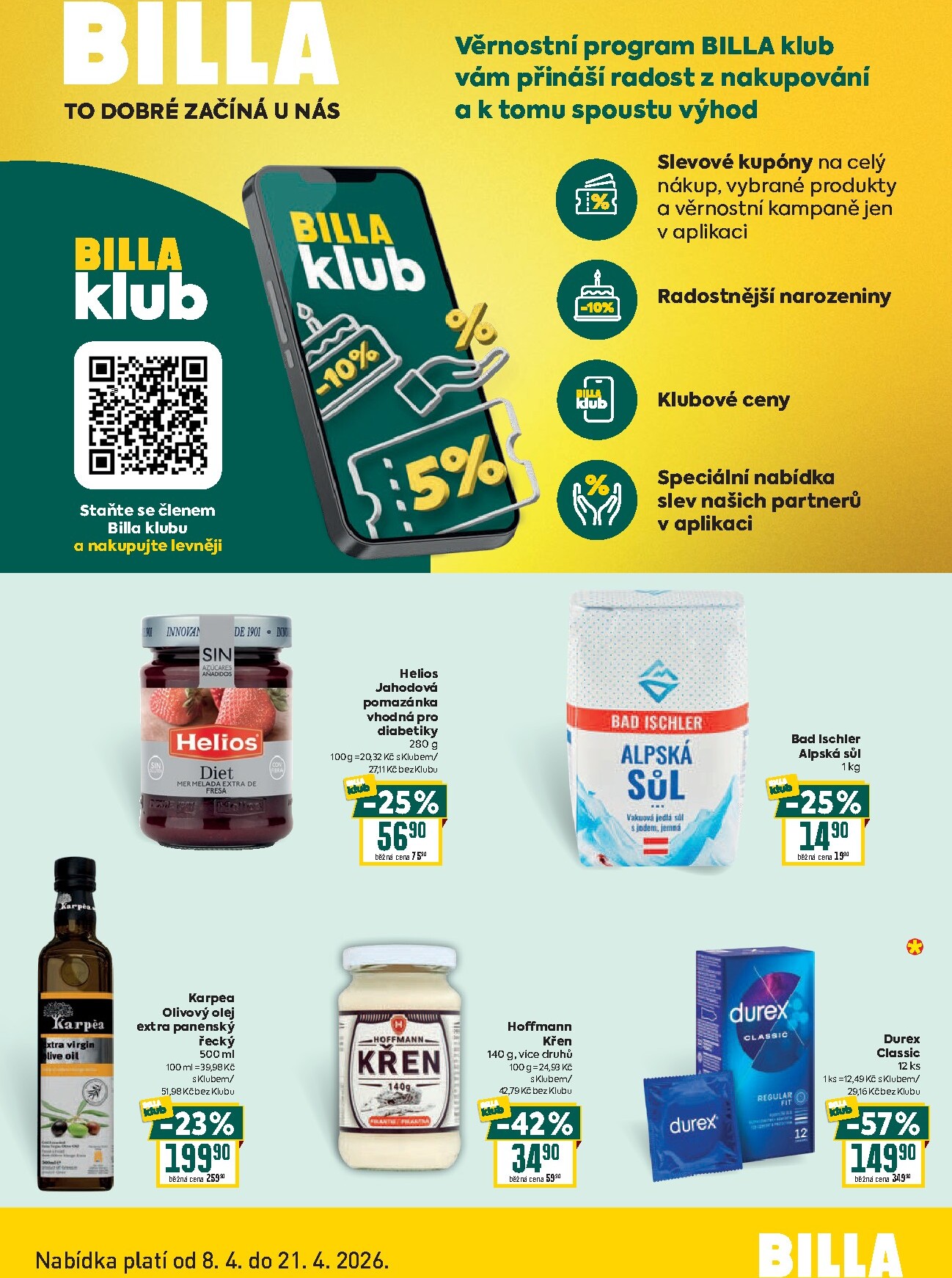 Aktuální Billa Klub leták platný od středy 08.04.2026 do úterý 21.04.2026