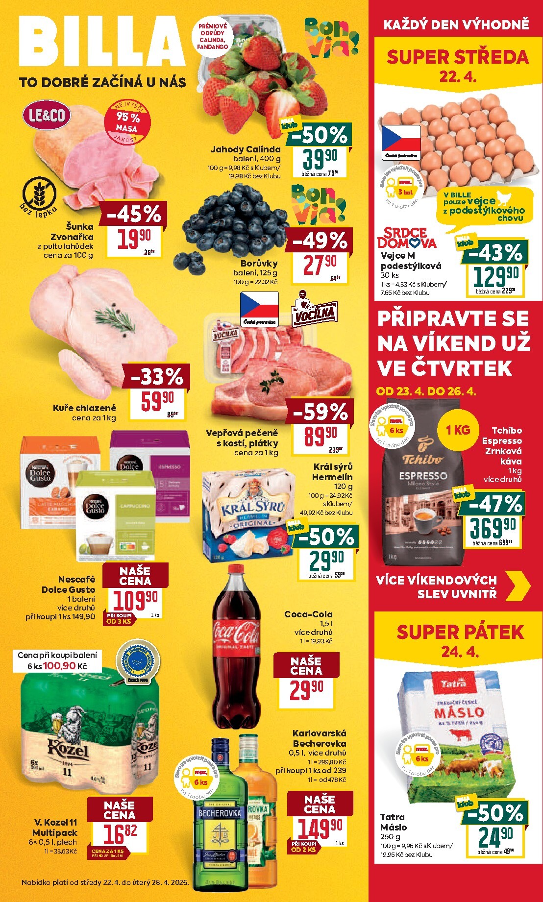 Budoucí Billa leták platný od středy 22.04.2026 do úterý 28.04.2026
