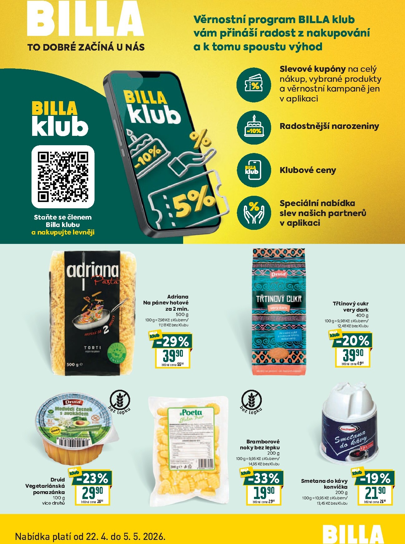 Aktuální Billa - Klub leták platný od středy 22.04.2026 do úterý 05.05.2026